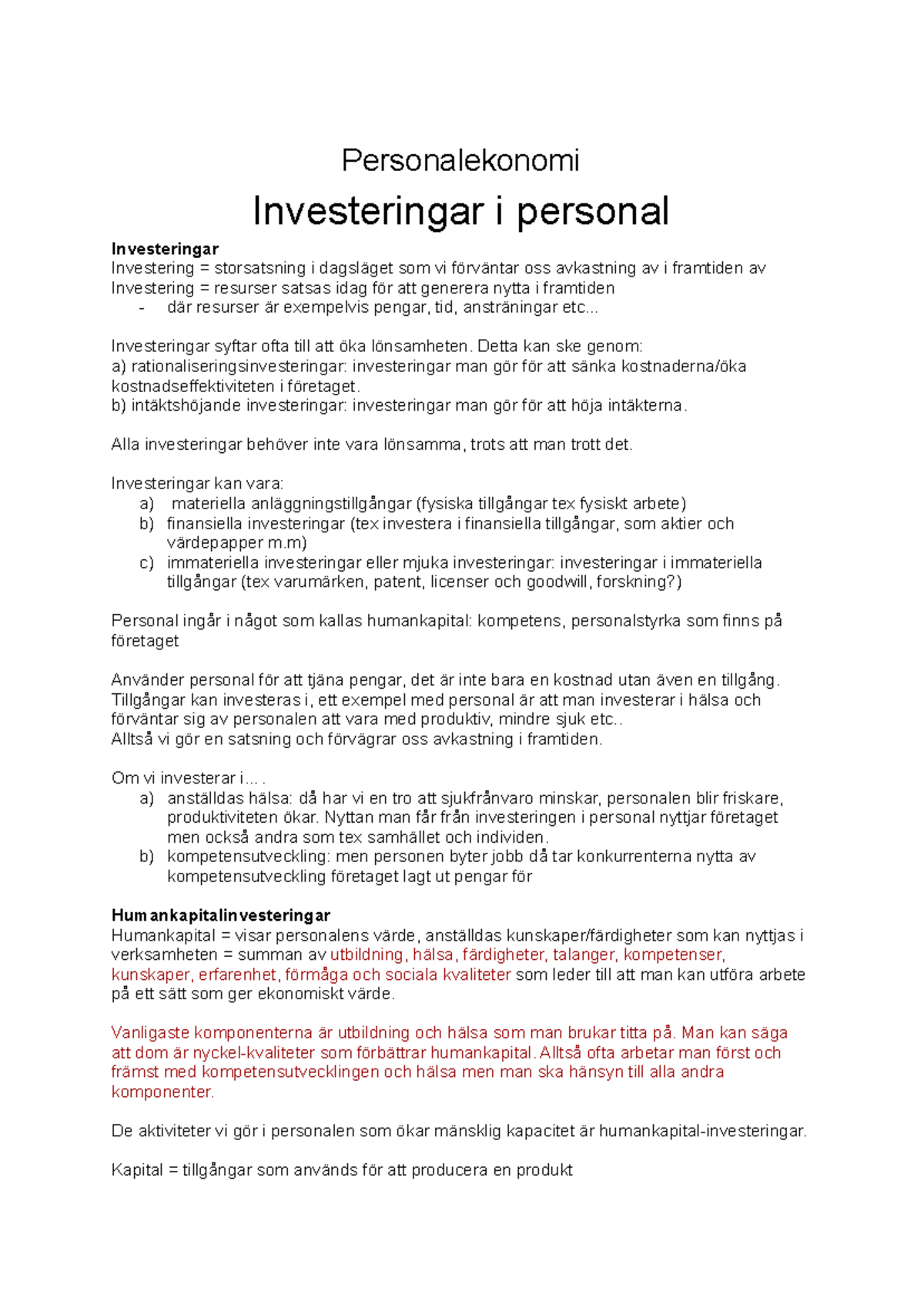 Personalekonomi - Investeringar i personal - Personalekonomi ...