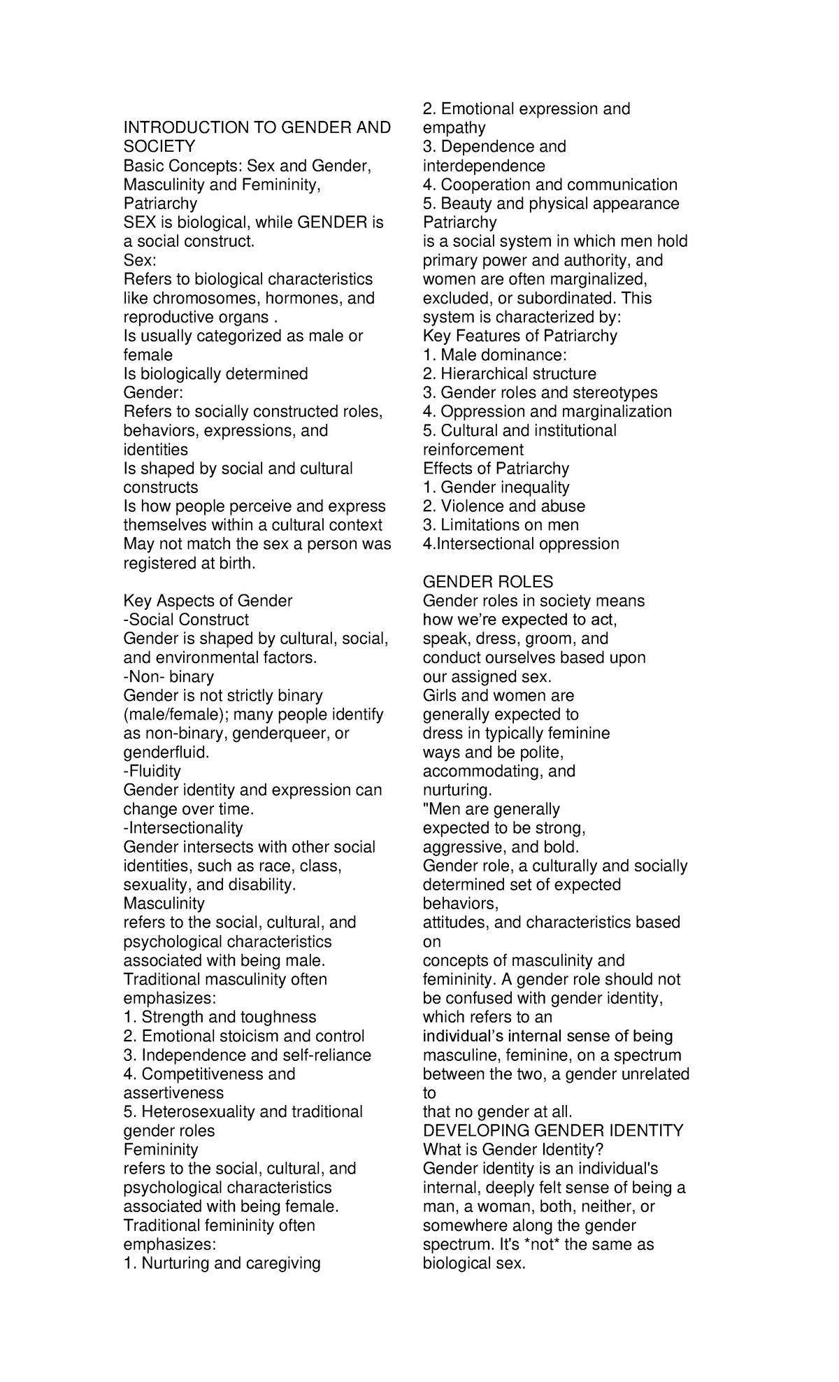 Gender and Society GRP 1 4 Reviewer midterm 2025 - INTRODUCTION TO ...