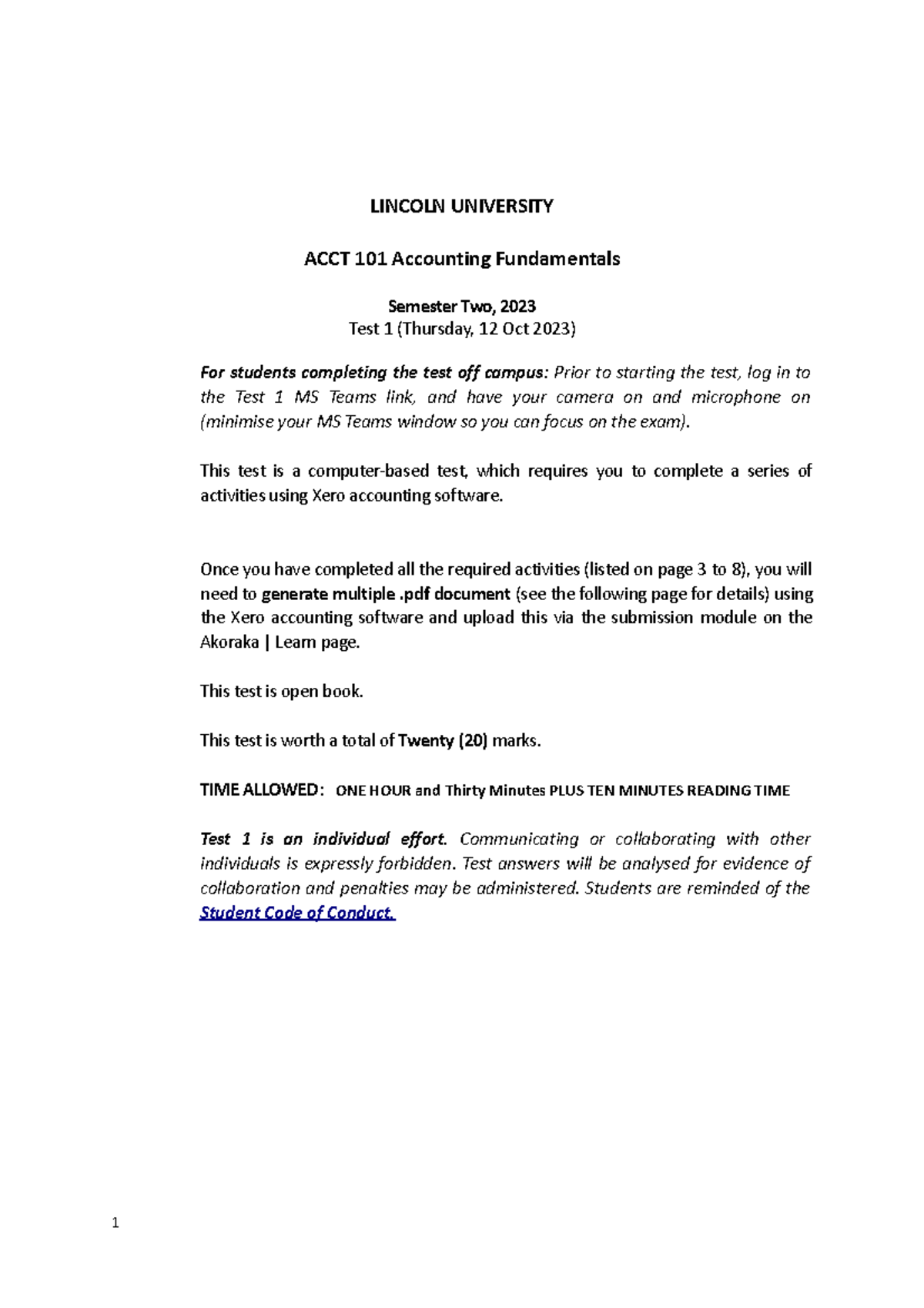 Acct101-s2-test-1-2023 final - LINCOLN UNIVERSITY ACCT 101 Accounting ...