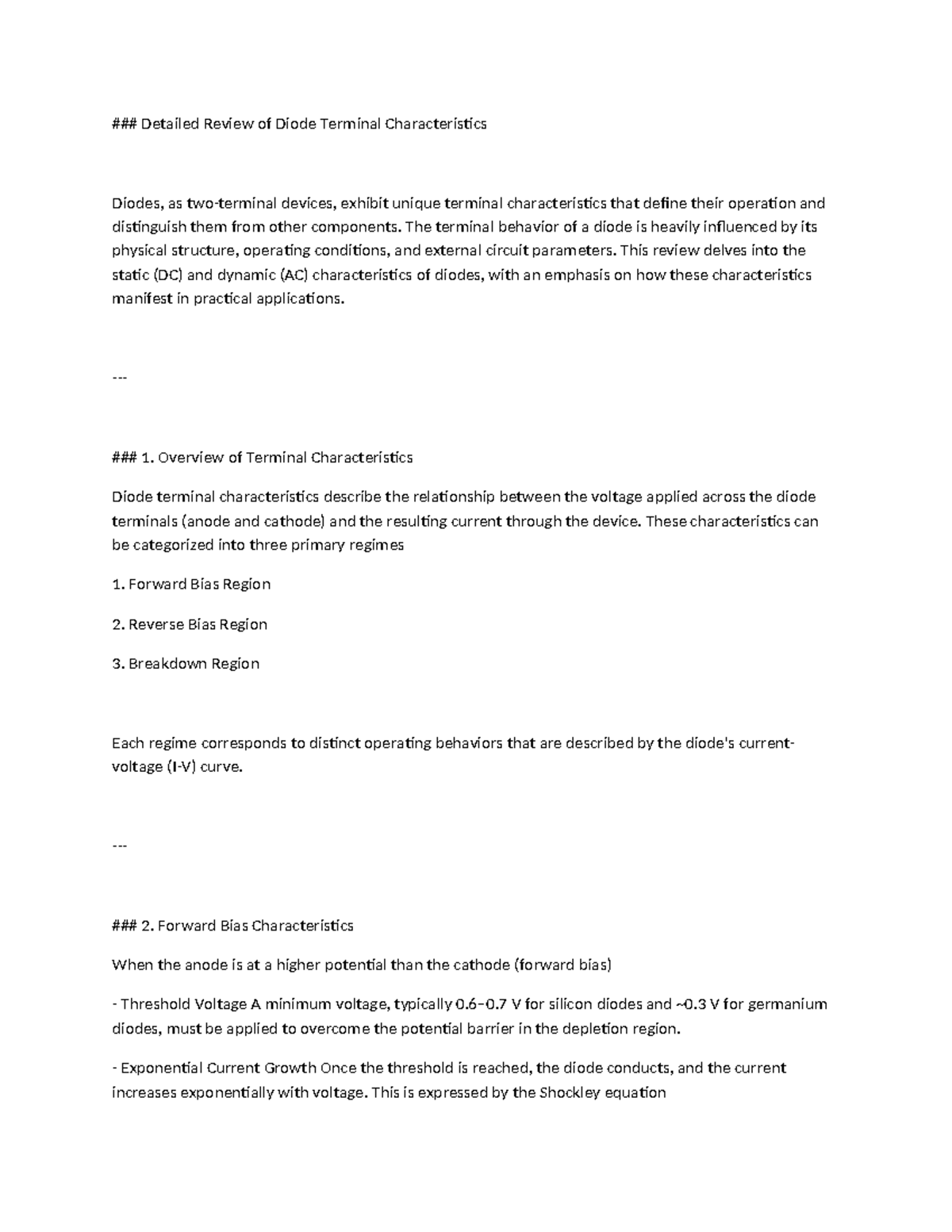Diode Terminal Characteristics: Static and Dynamic Behavior Explained ...