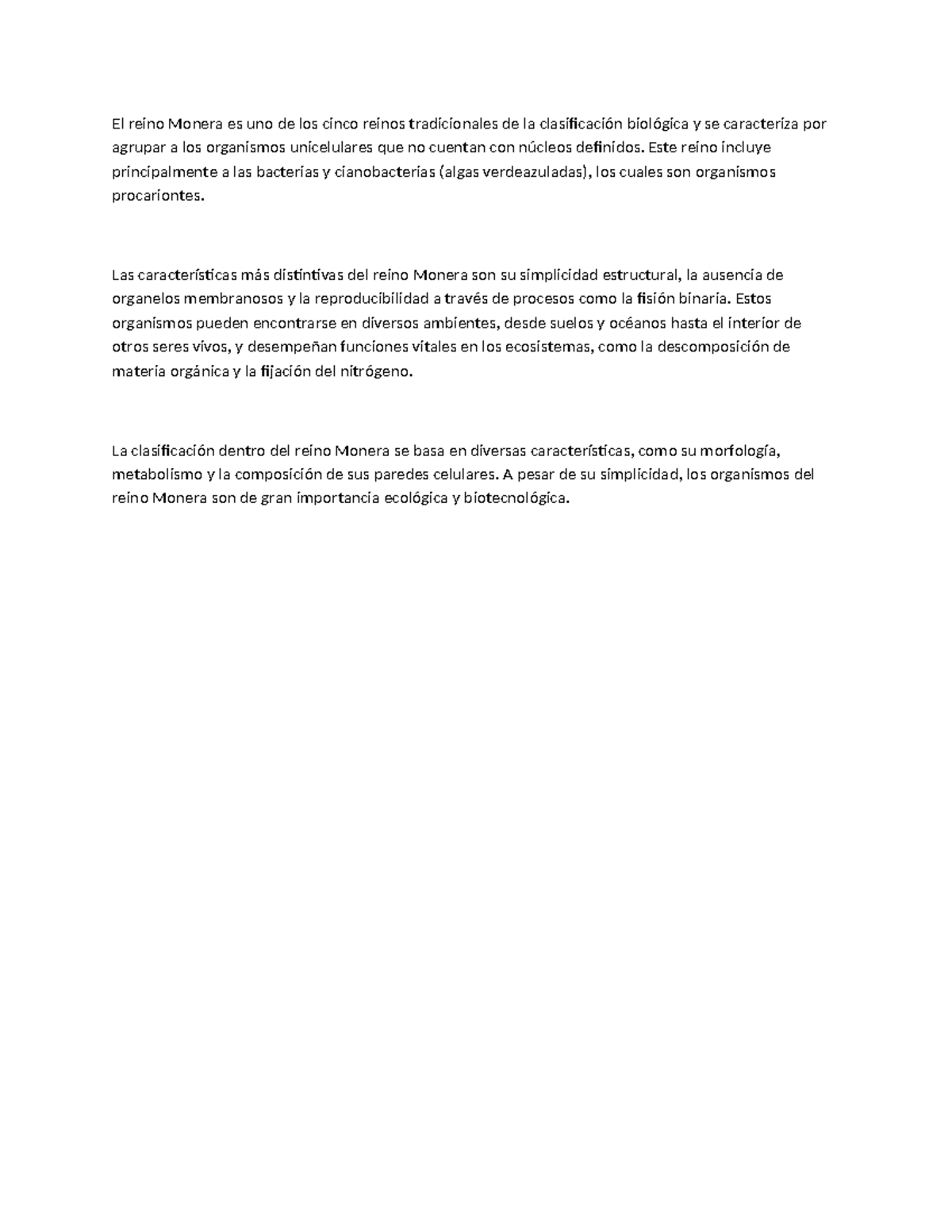 El Reino Monera: Características y Importancia Ecológica - Studocu