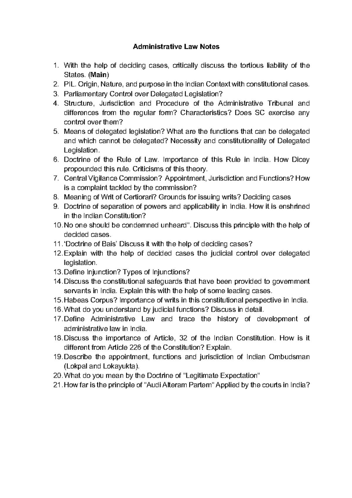 Administrative Law Notes: Key Concepts and Case Analyses (LAW 101 ...