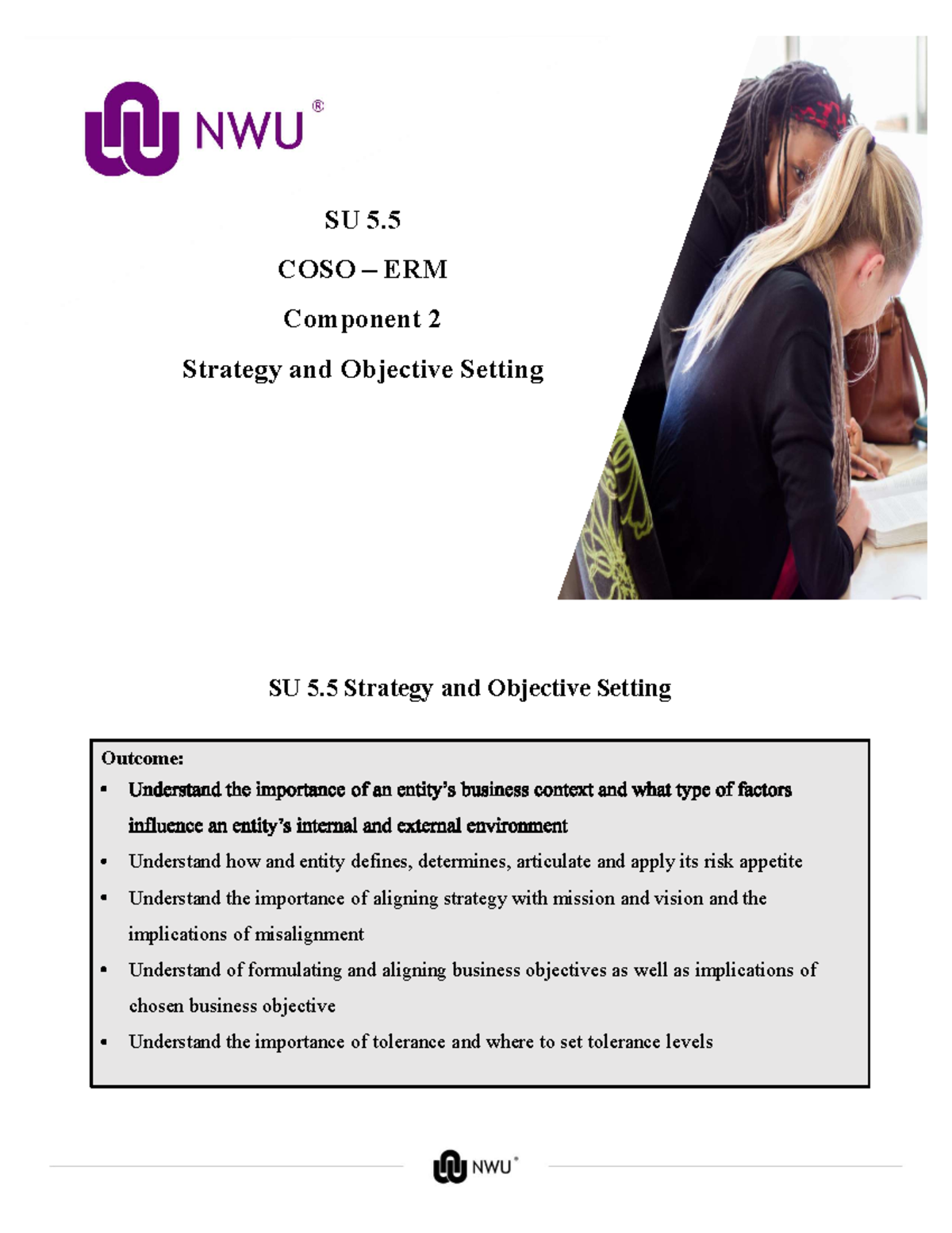 SU 5.5: Understanding Strategy and Objective Setting in Risk Management ...