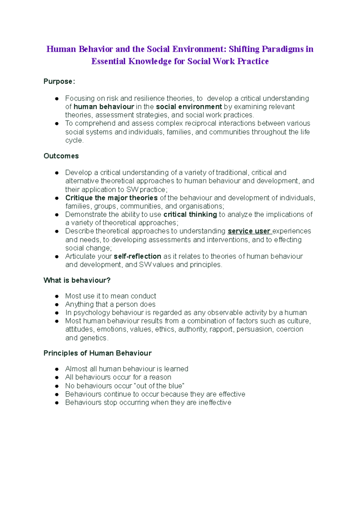 Human Behavior and Social Environment: Essential Knowledge for SW ...