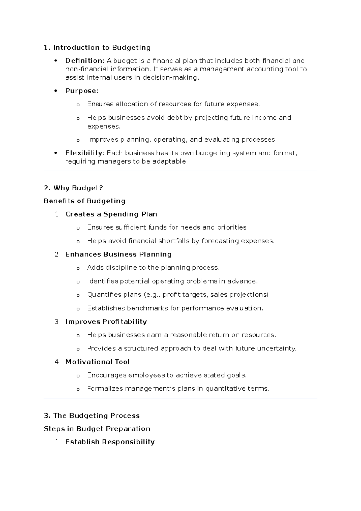 Module 4 - Budgeting Overview: Definition, Benefits, and Processes ...