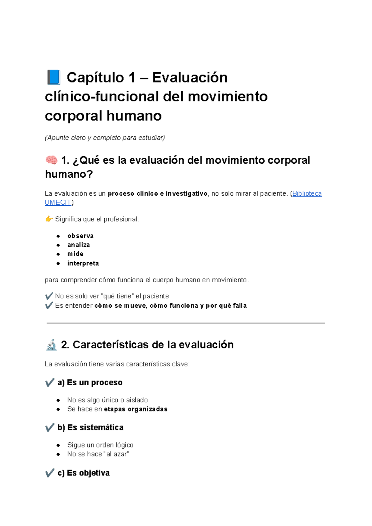 Capítulo 1 – Evaluación Clínico-Funcional del Movimiento Humano (Apunte - Document Preview