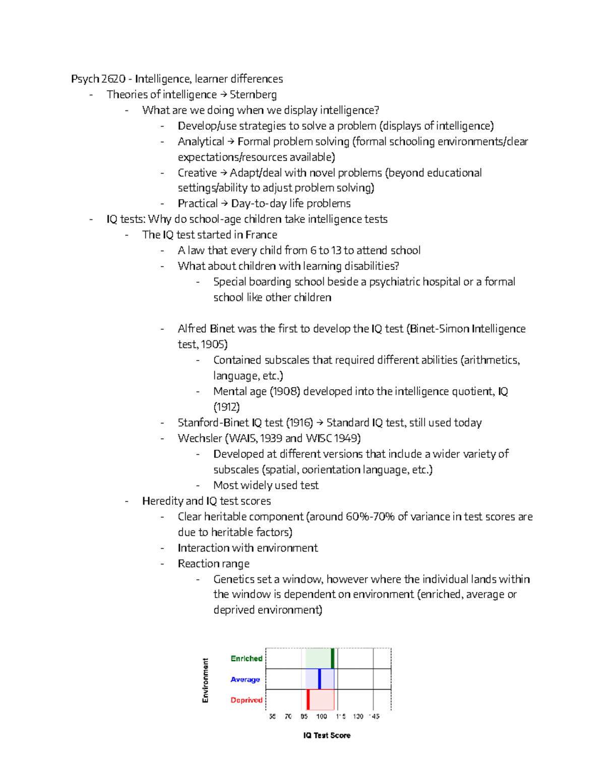 Psych 2620 - Theories of Intelligence and Learner Differences - Studocu