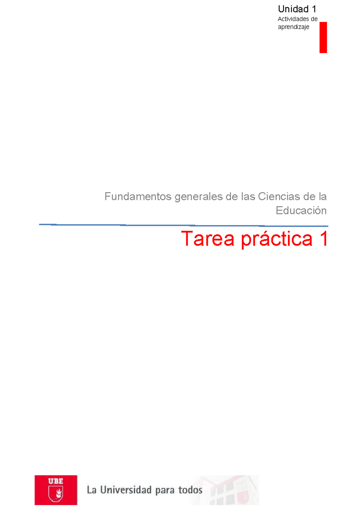 Tarea Práctica 1: Fundamentos de Ciencias de la Educación - Unidad 1 ...