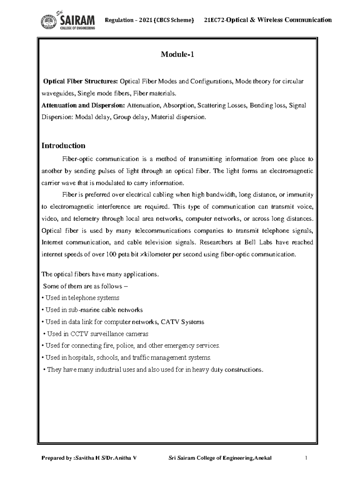 OWC MOD 1 - Optical Fiber Structures, Attenuation & Dispersion Insights ...