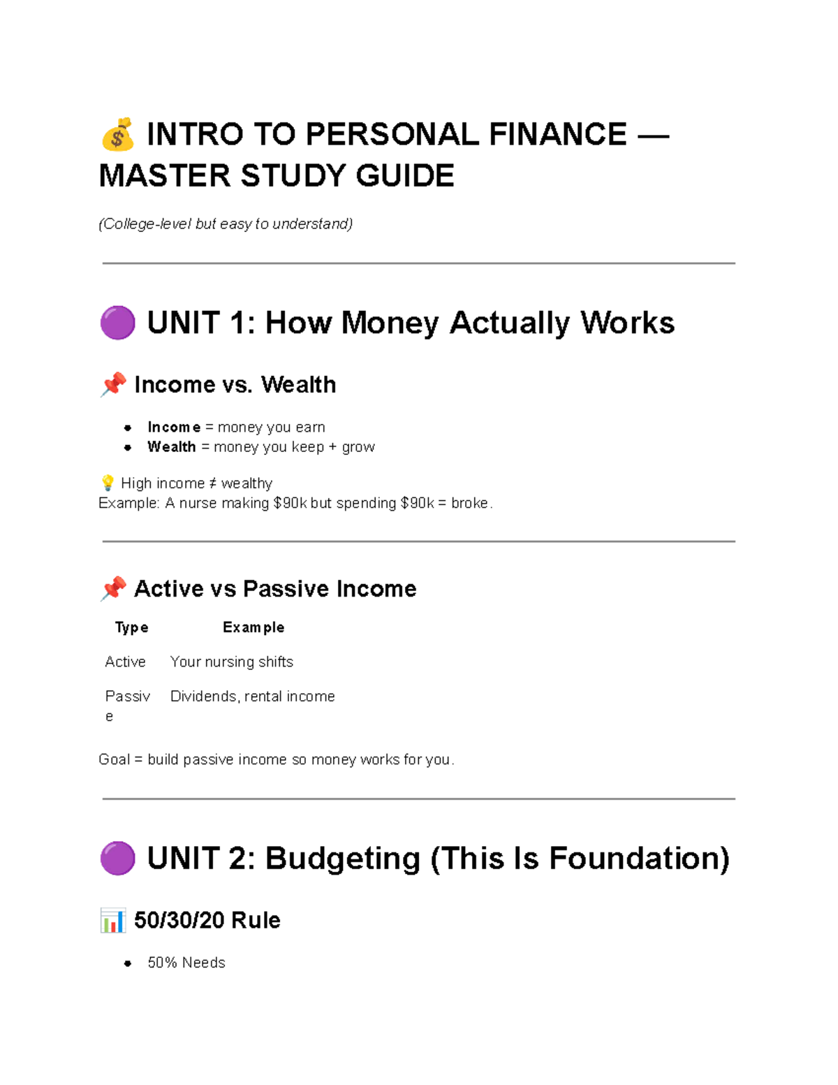 INTRO TO PERSONAL FINANCE (PF101) MASTER STUDY GUIDE - Studocu