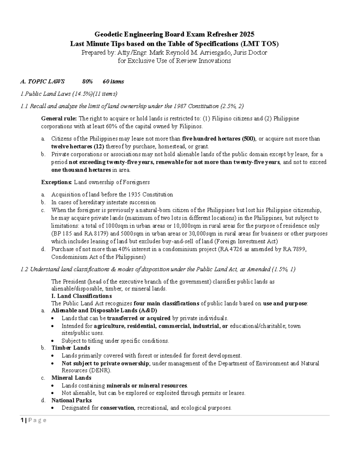 Last-Minute Tips for Geodetic Engineering Board Exam 2025 (LMT TOS ...