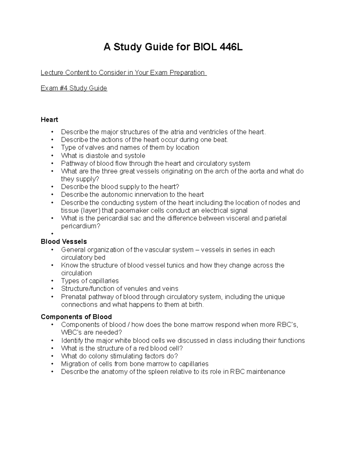 BIOL 446L Exam 4 Study Guide: Key Concepts & Structures - Studocu