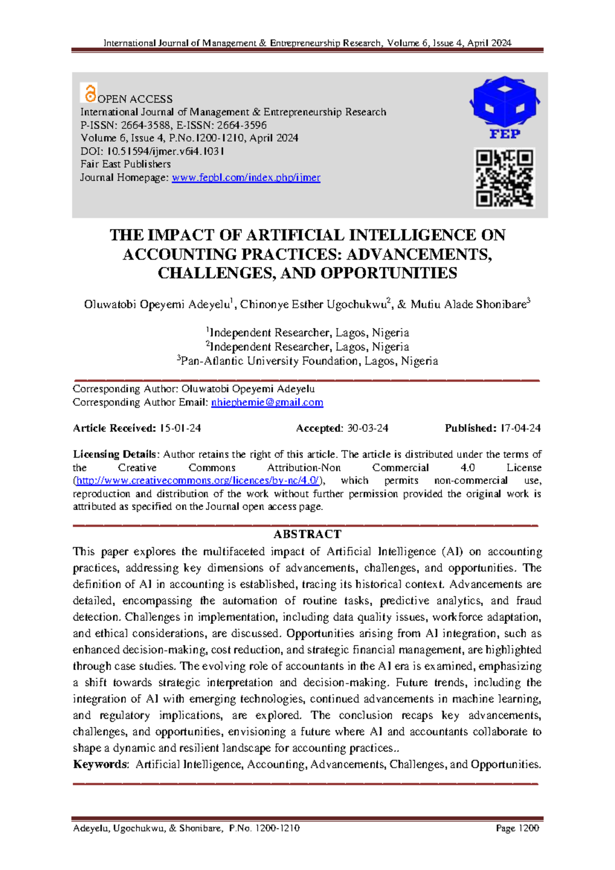 The Impact of AI on Accounting Practices: Advancements & Challenges ...