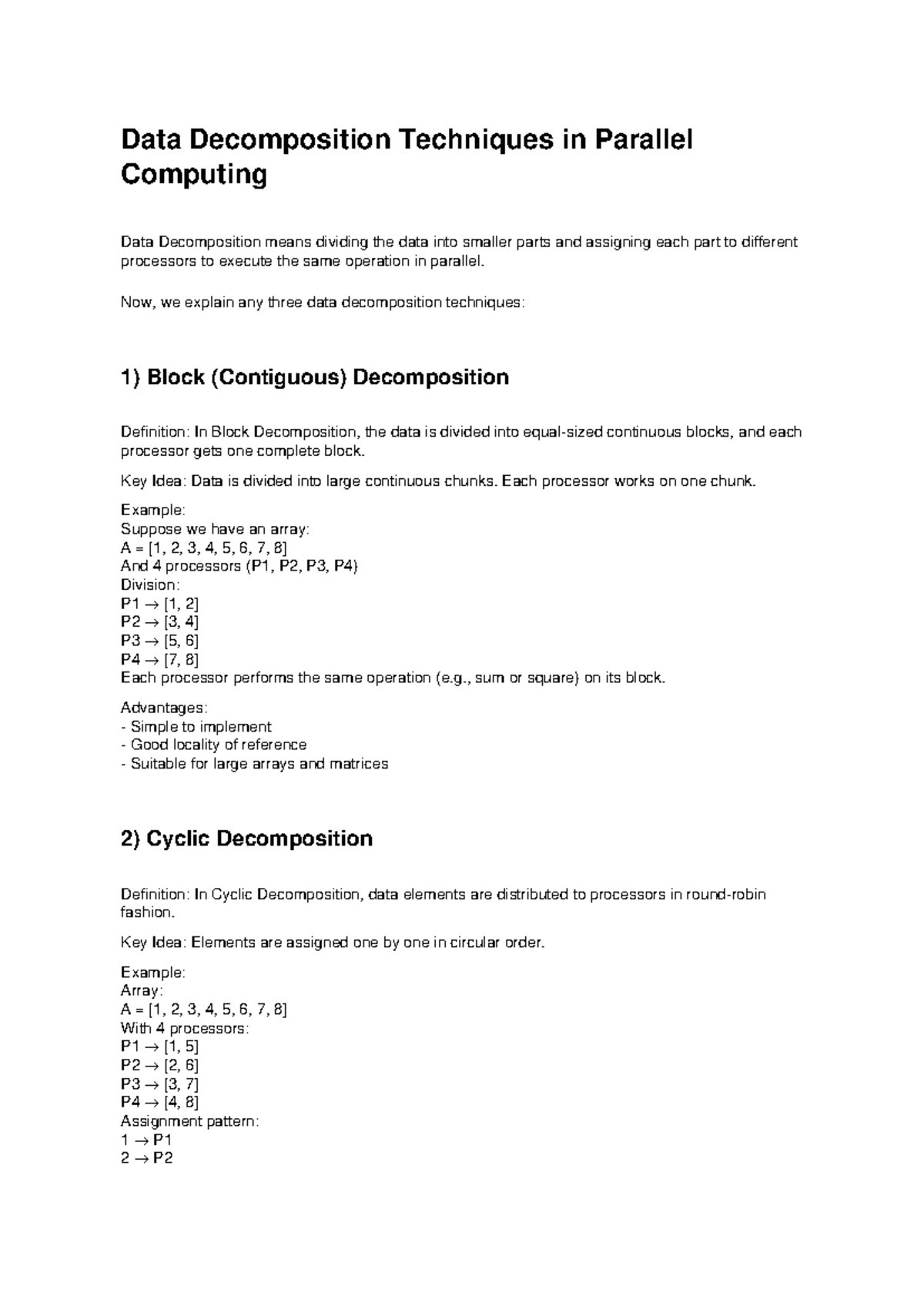 Data Decomposition Techniques in HPC SPPU 2019 - Studocu