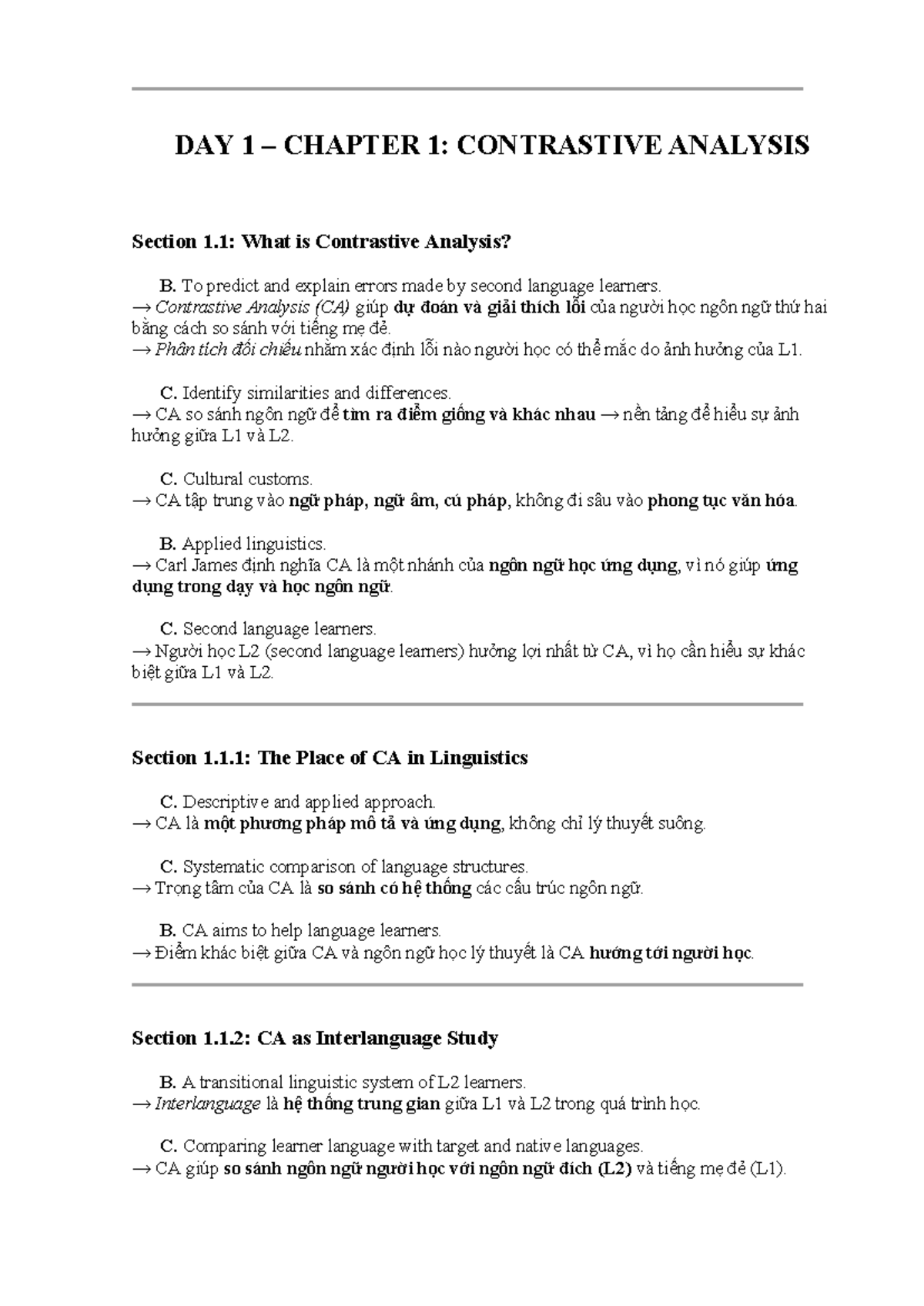 DAY 1 CHAPTER 1: CONTRASTIVE ANALYSIS IN LANGUAGE LEARNING - Studocu