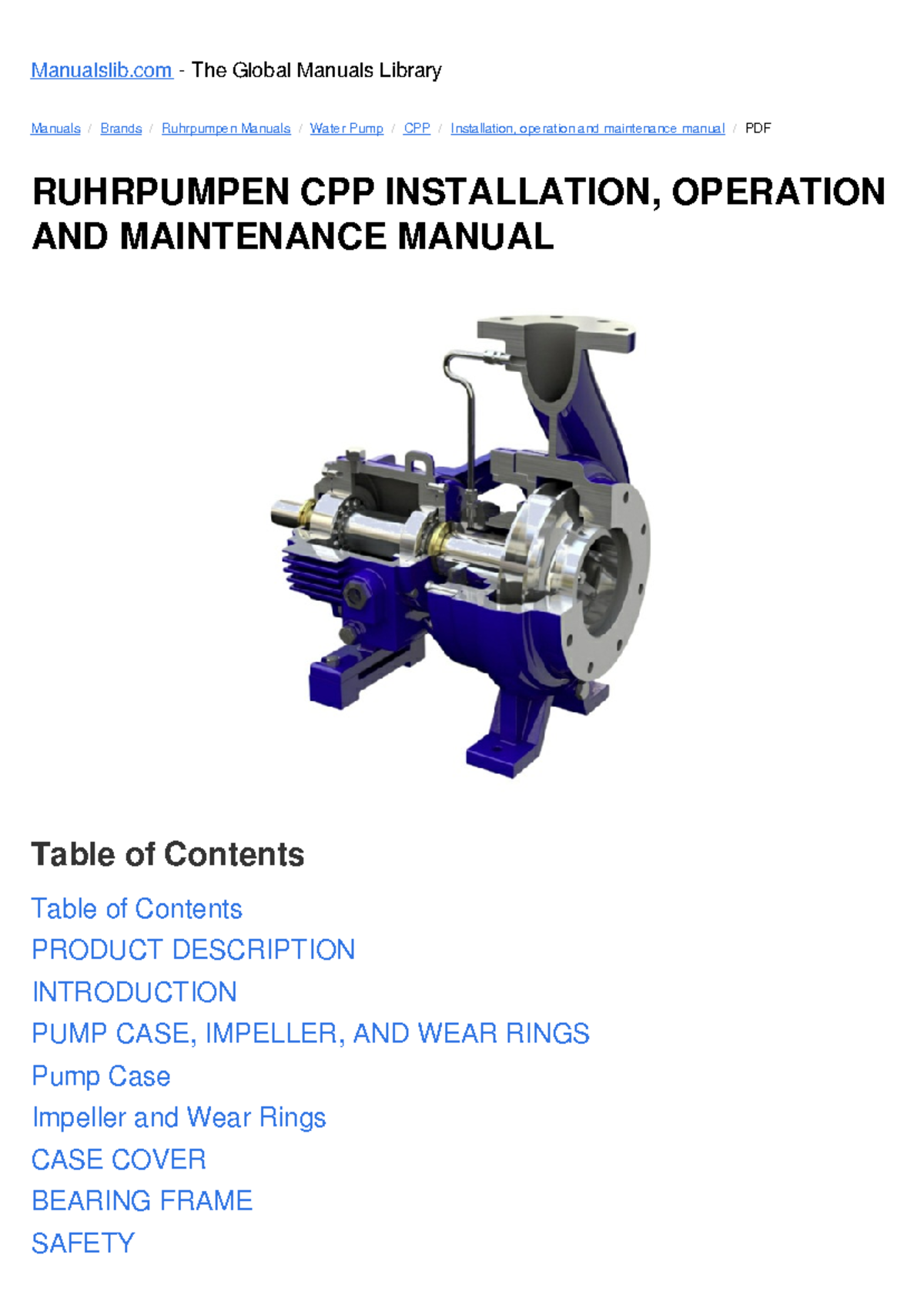 Manual de Instalación, Operación y Mantenimiento CPP de Ruhrpumpen ...