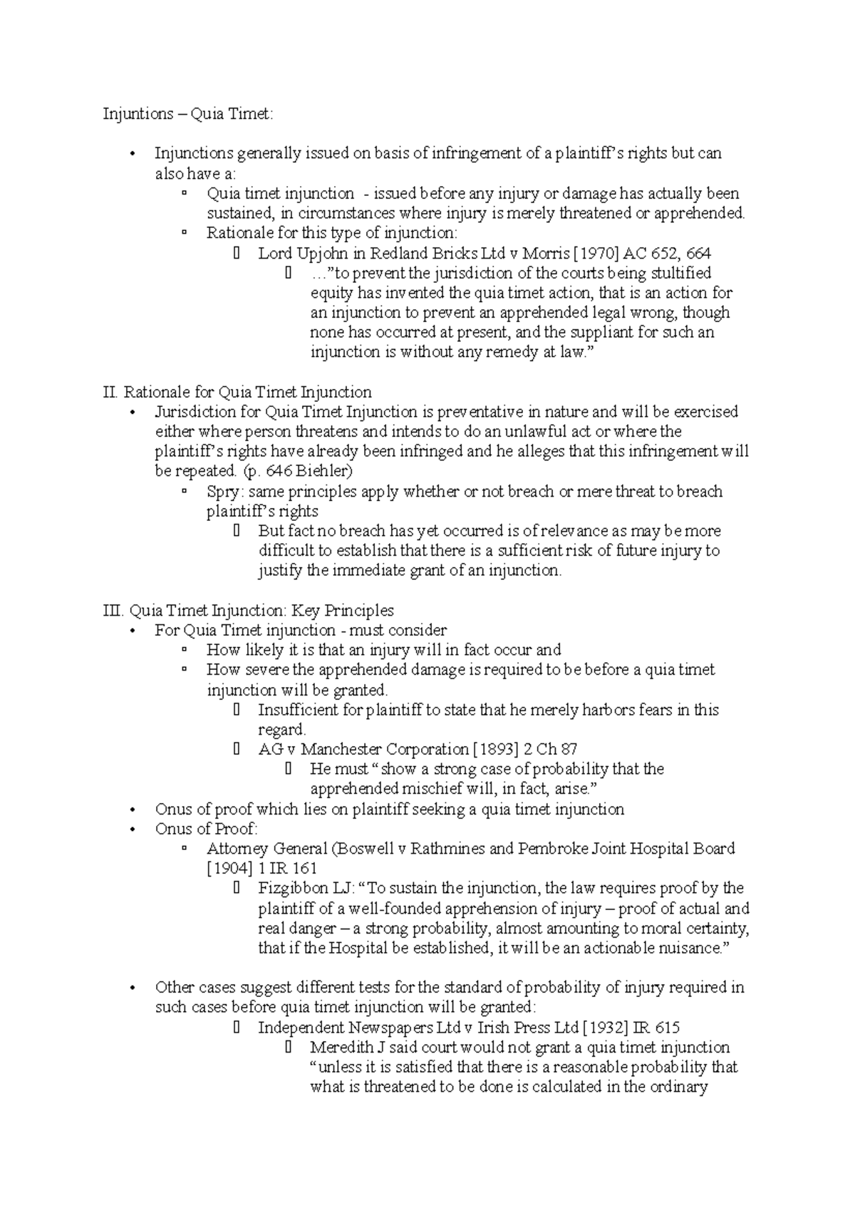 Quia Timet Injunctions: Key Principles and Rationale in Equity Law ...
