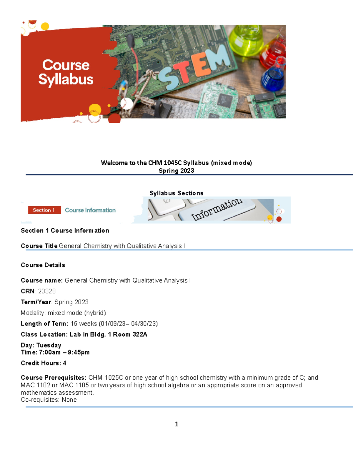 CHM1045C CRN 23328 mixed mode Syllabus Spring 2023 - Welcome to the CHM ...