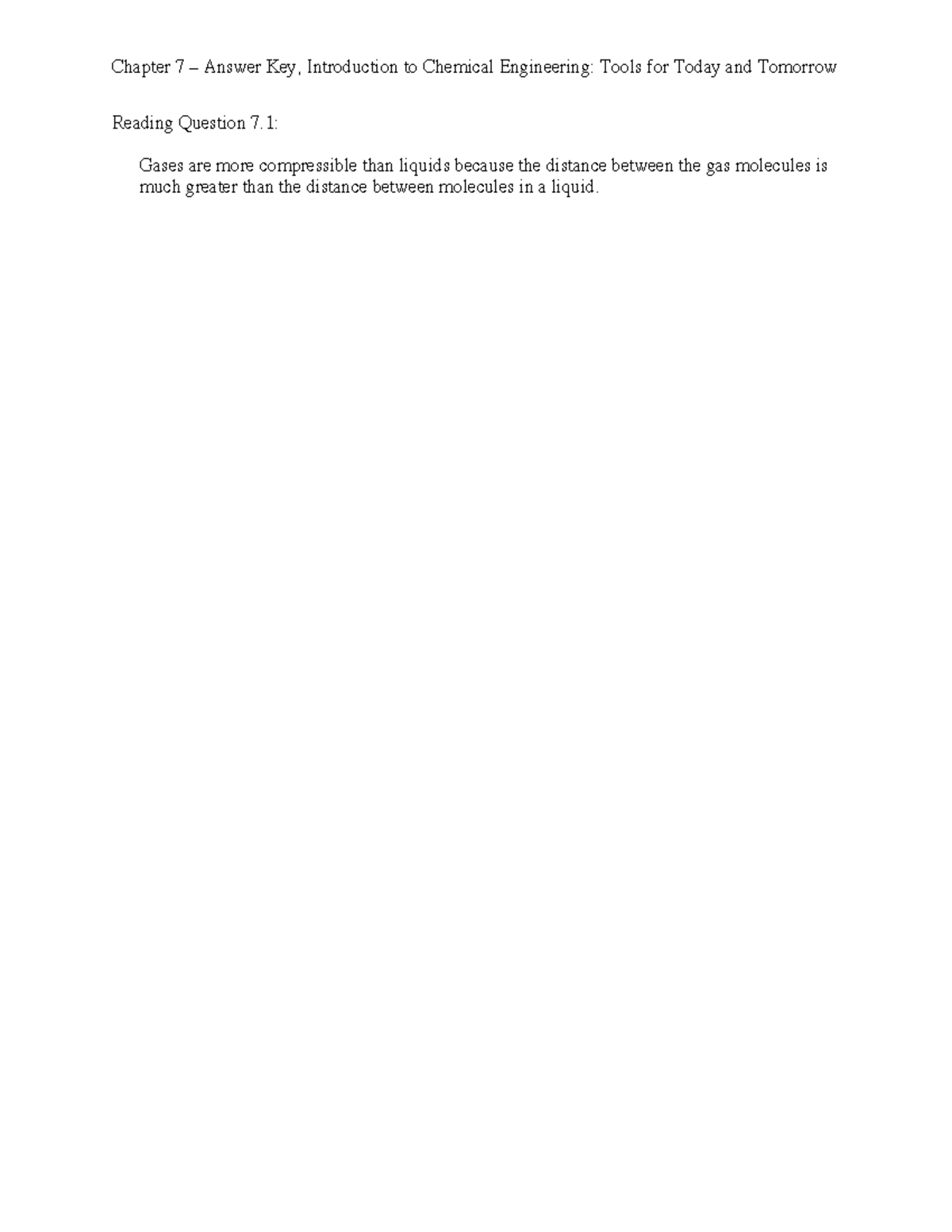 Chemical Engineering Introduction - Chapter 7 Study Notes - Studocu