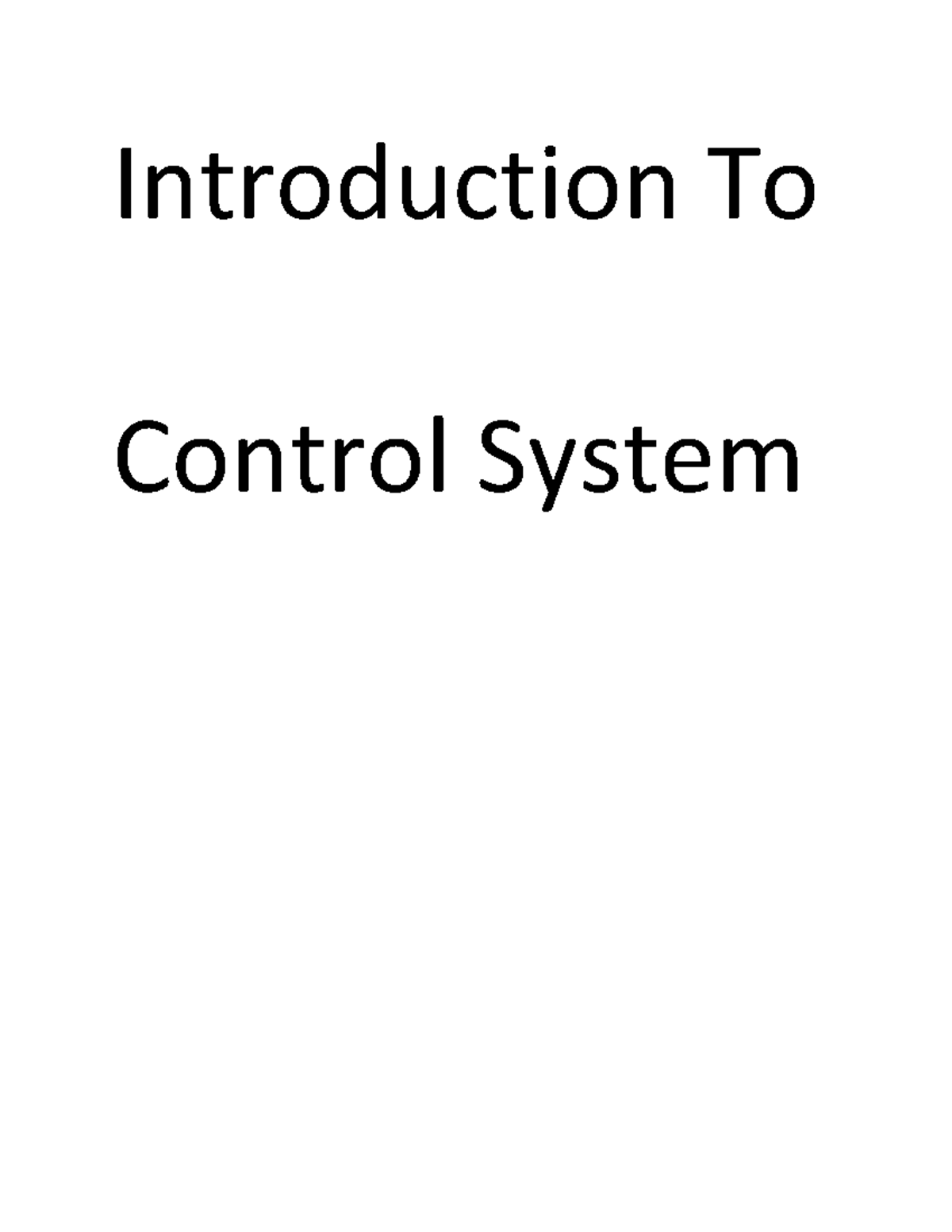 Introduction to control system final - Introduction To Control System ...