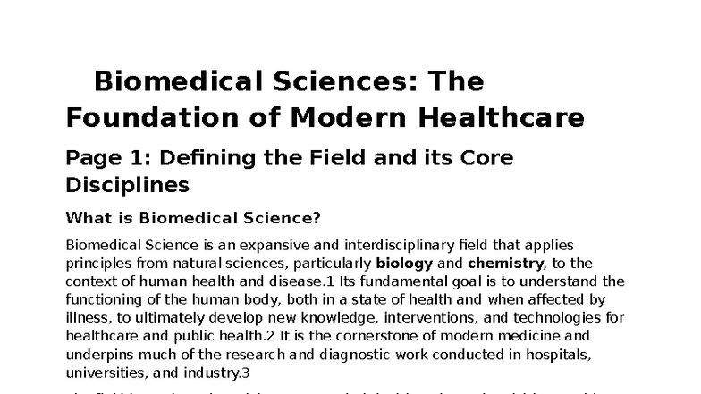 BMSC 210: Foundations of Biomedical Science and Healthcare - Studocu