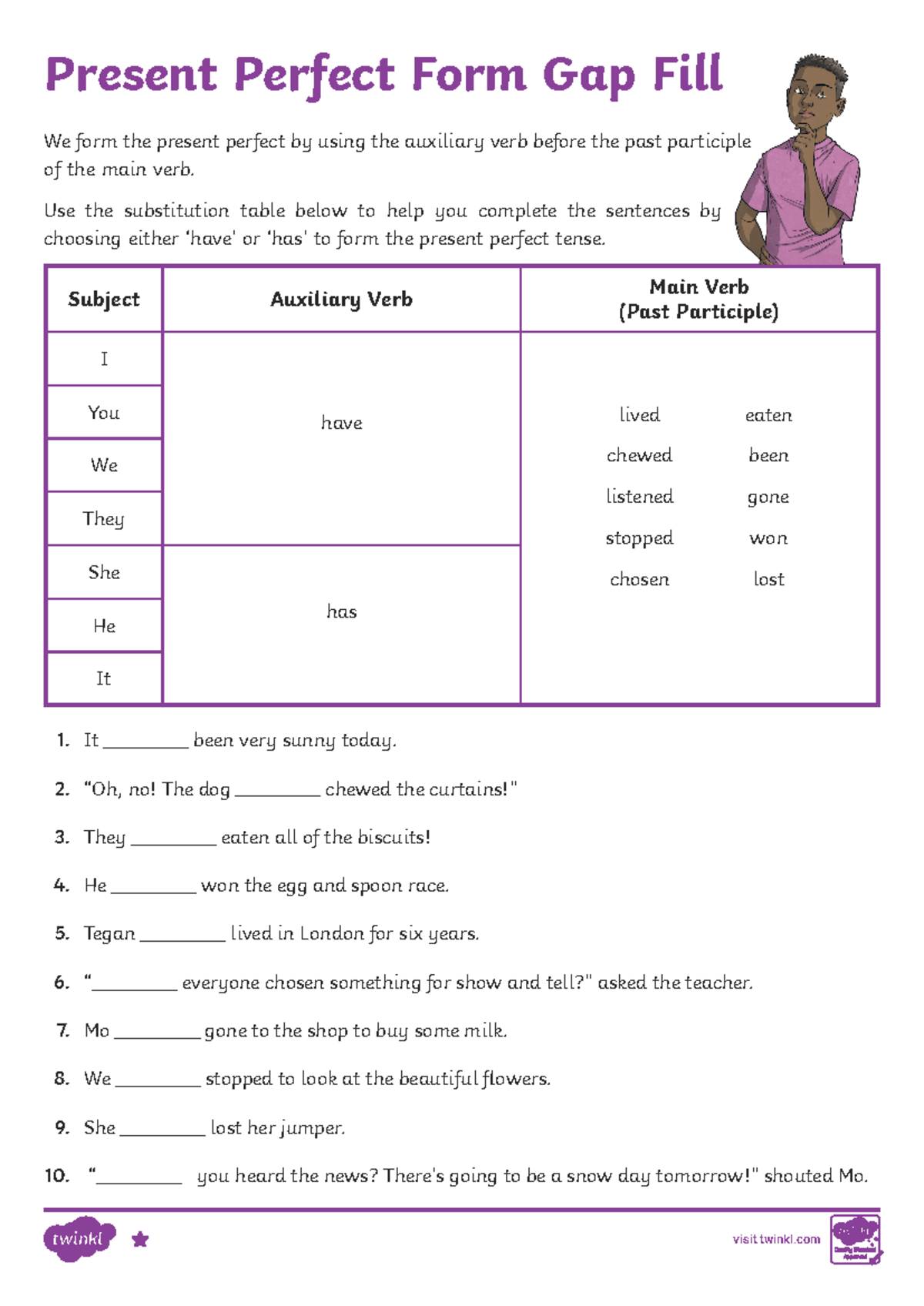 7.2 Present Perfect Task - We form the present perfect by using the ...