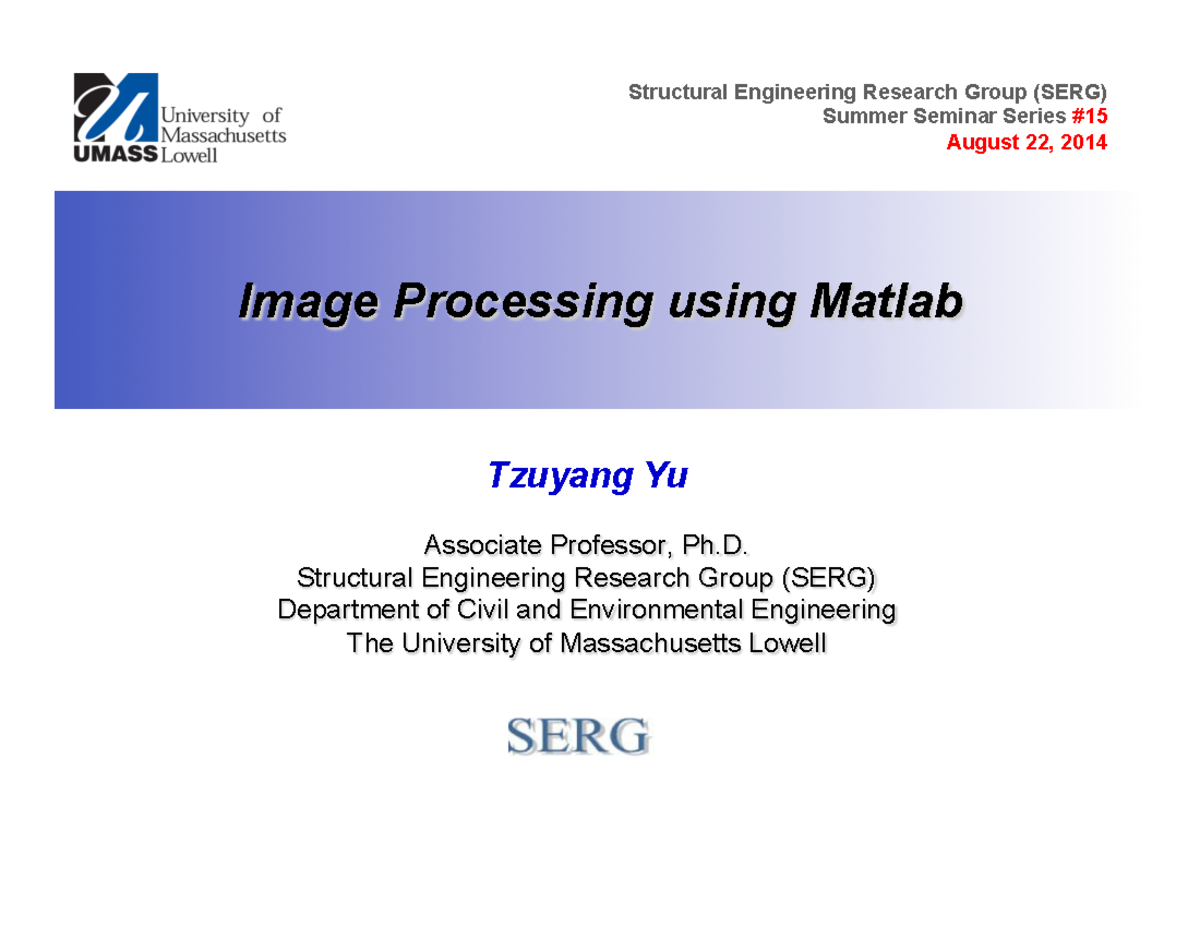 MAT 320: Image Processing Techniques Using Matlab - Seminar Notes - Studocu