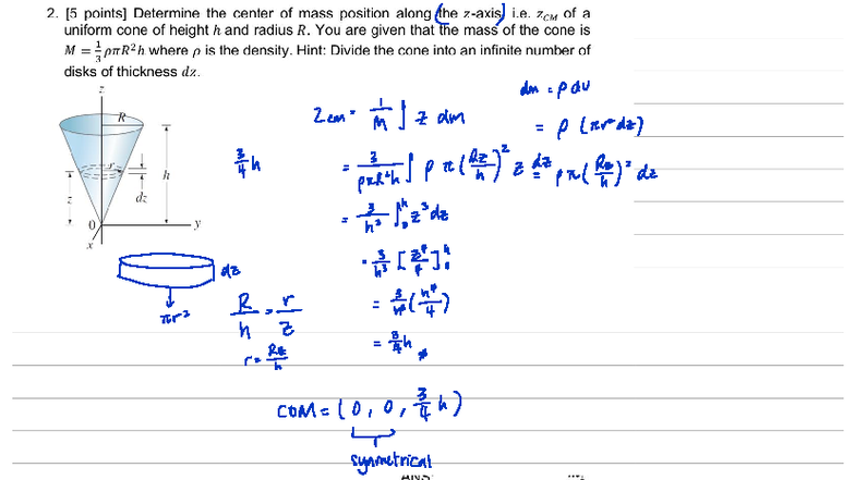 Center of Mass Calculations for Uniform Shapes - PHYS 101 - Studocu