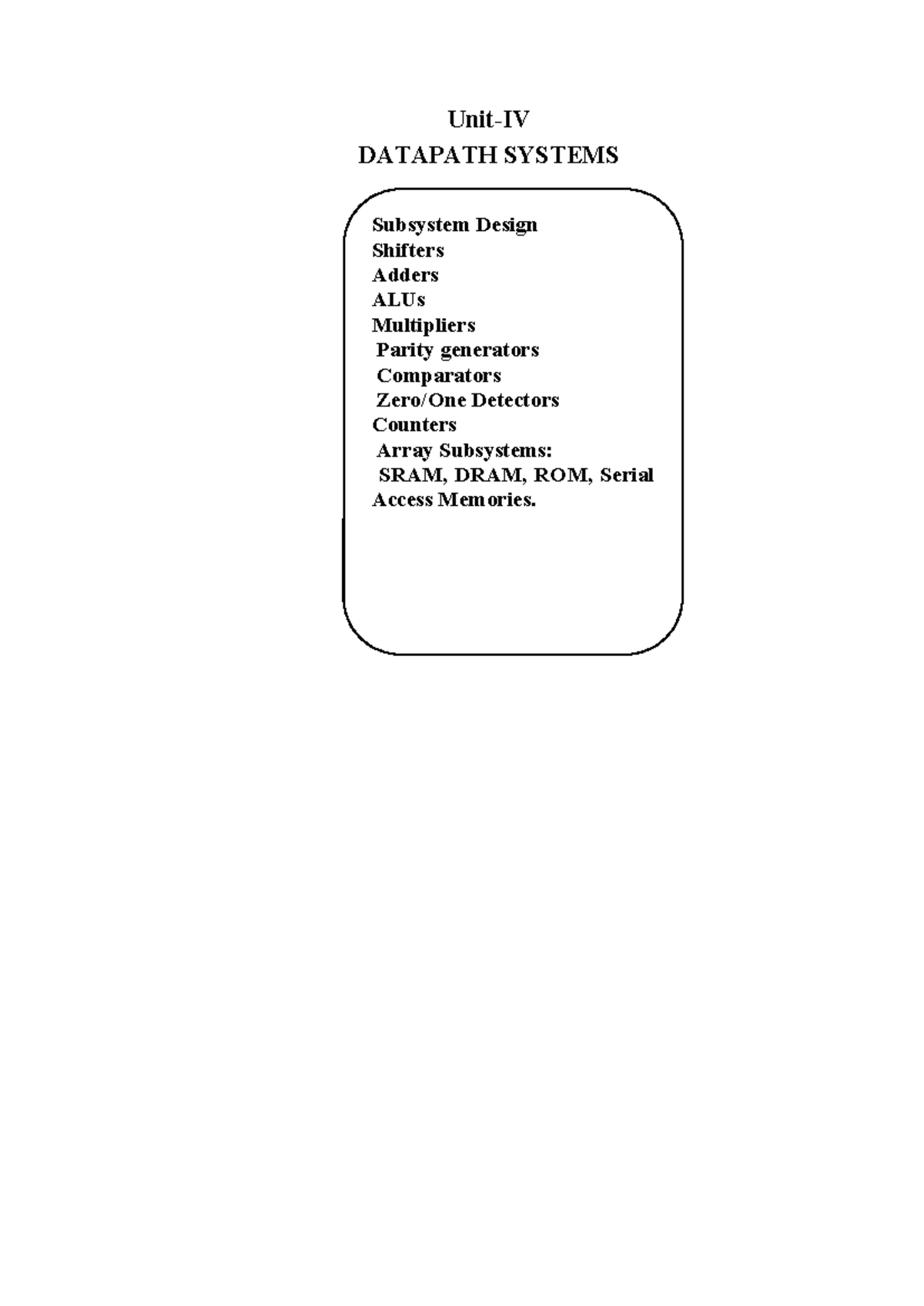 VLSI Design (Course Code) Unit IV: Datapath System Study Notes - Studocu