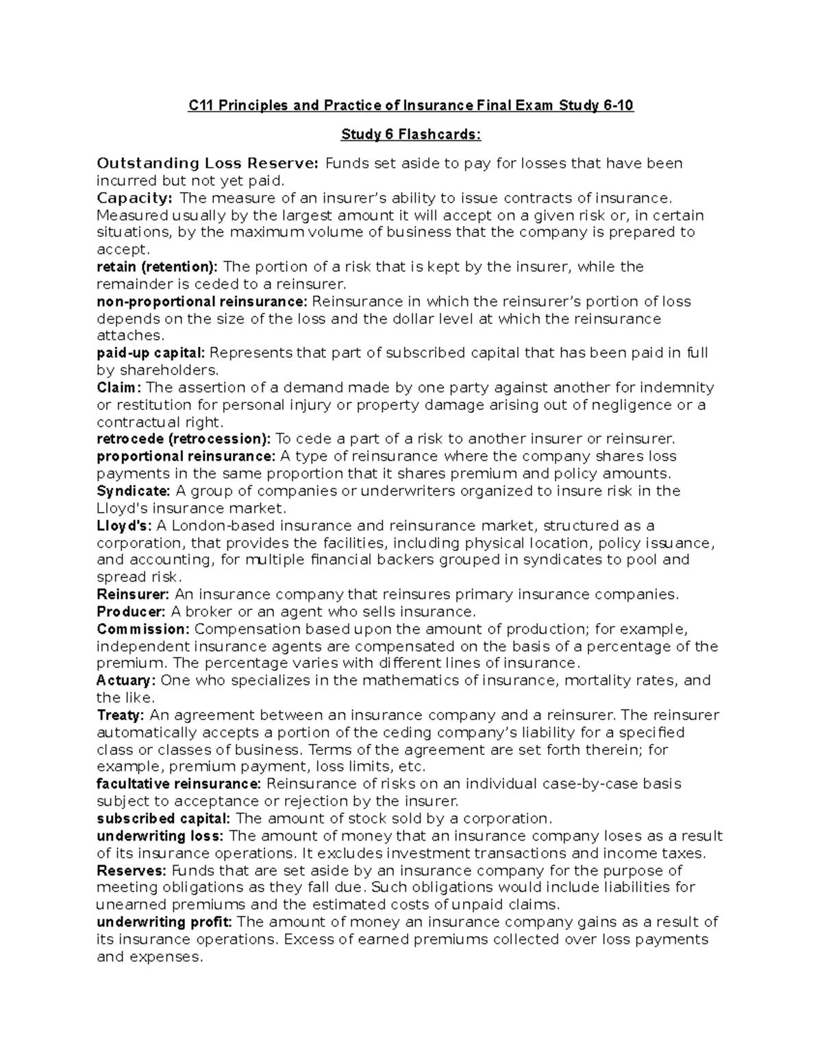 C11 Principles Final Exam Study Notes: Key Concepts 6-10 - Studocu