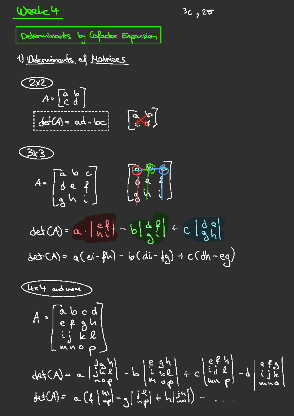 MATH 204 Week 4: Determinants via Cofactor Expansion Notes - Studocu