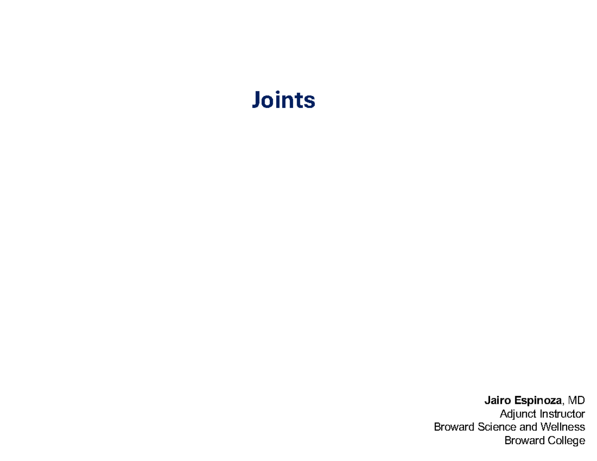 Joints Overview: Structure and Function - Studocu