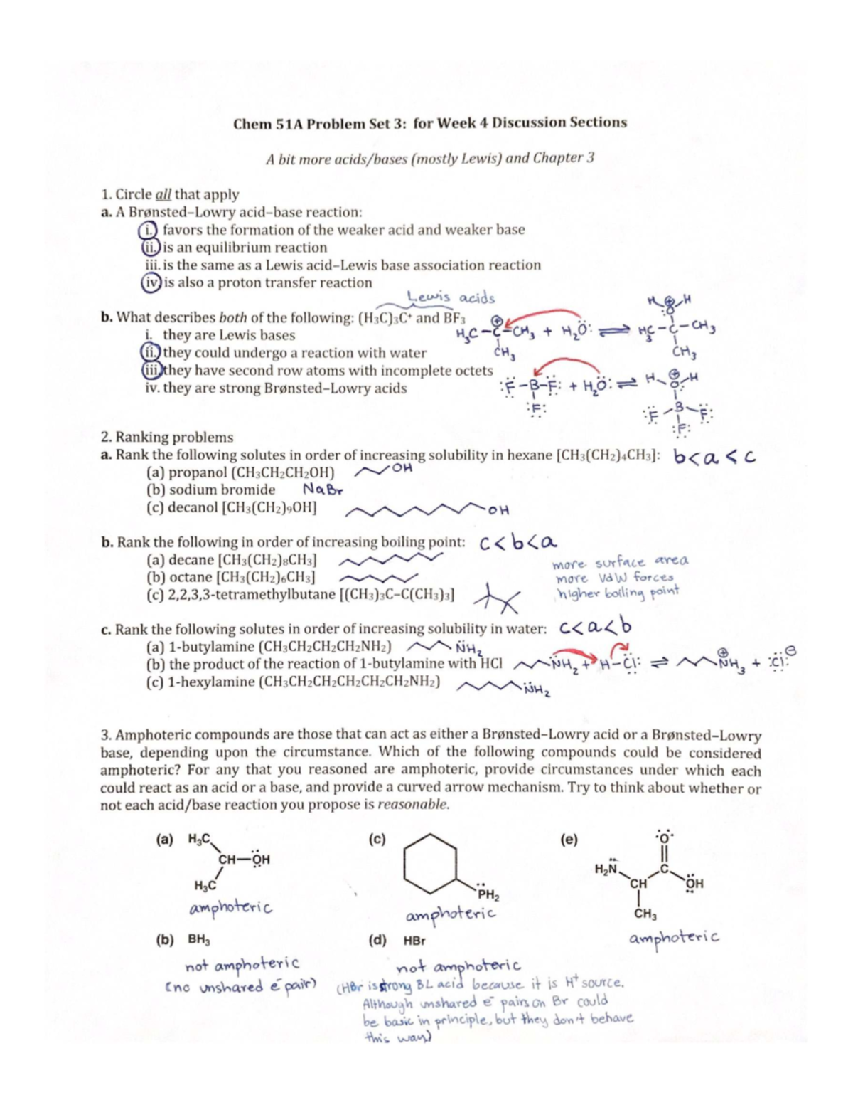 Chem 51A Problem Set 3: Week 4 Discussion on Lewis Acids and Bases ...