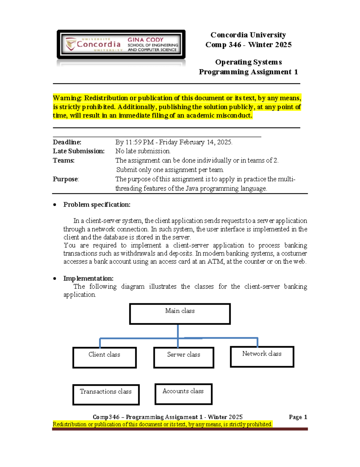 Comp346 Assignment 1 - Comp346 – Programming Assignment 1 - Winter 2025 ...