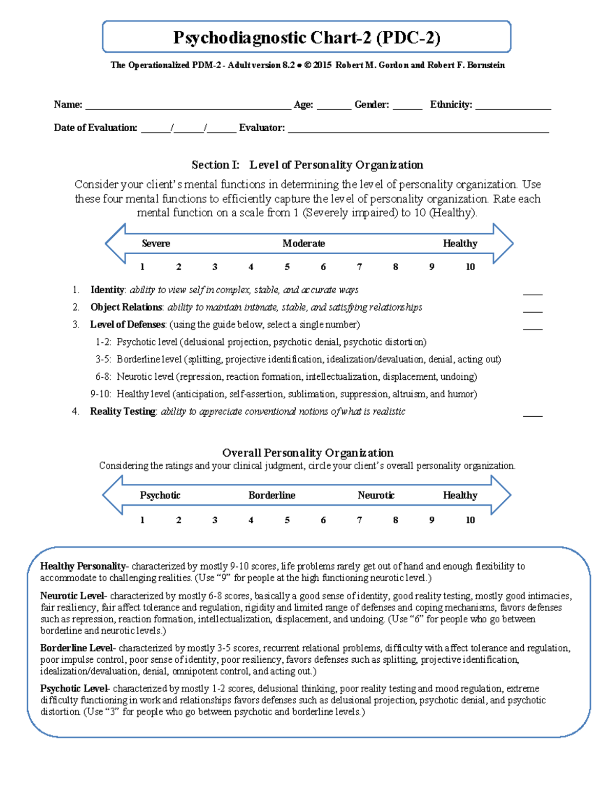 Psychodiagnostic Chart 2 Adult version 8 - The Operationalized PDM-2 ...