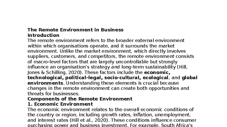Remote Environment Analysis in Business: Key Factors and Impacts - Studocu