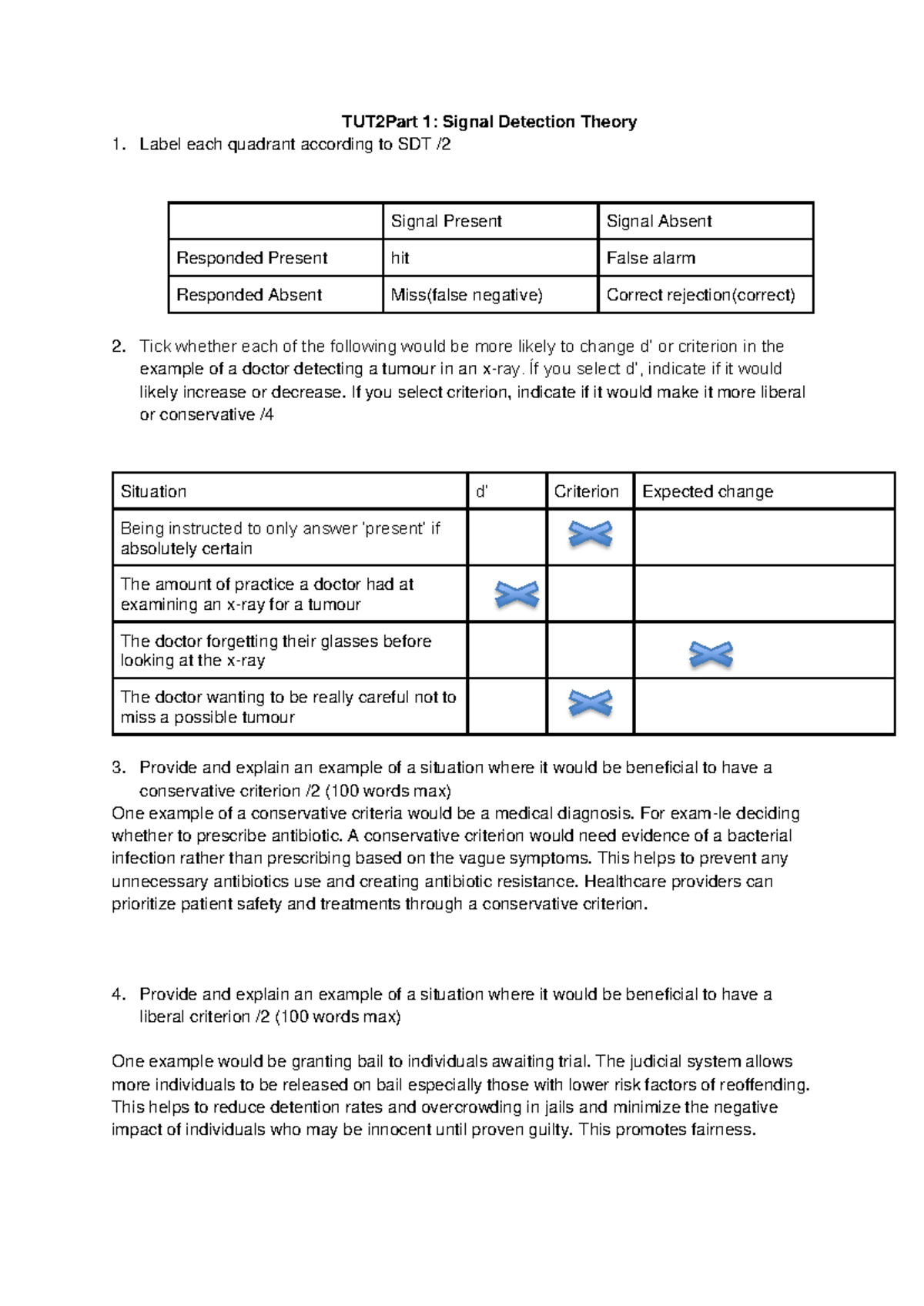 Neuro 2020 Assignment 1: Signal Detection Theory Insights - Studocu