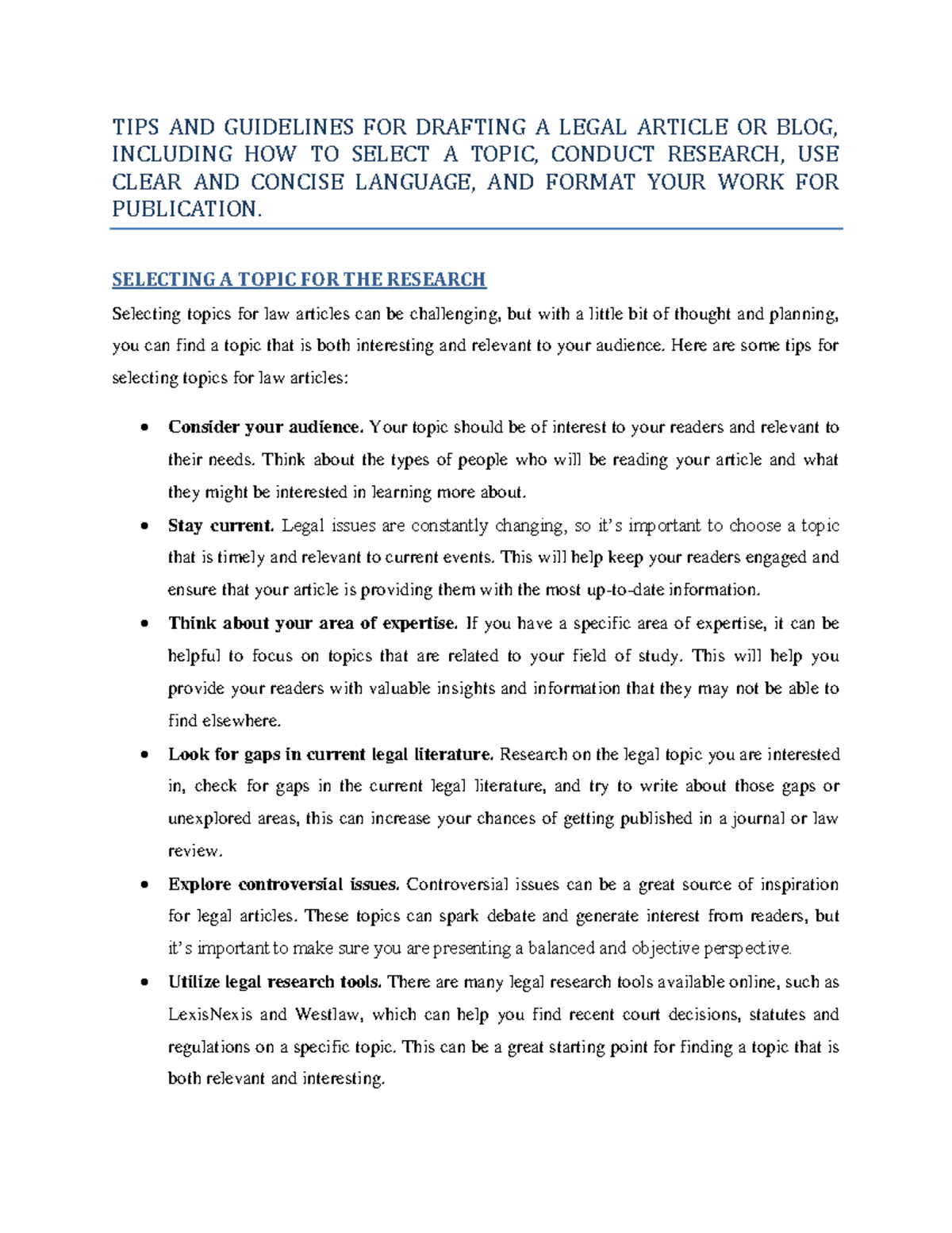 Guidelines for Writing Legal Articles & Blogs: Tips & Best Practices ...