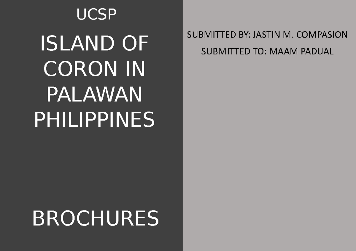 Compastion - Copy - project - UCSP ISLAND OF CORON IN PALAWAN ...