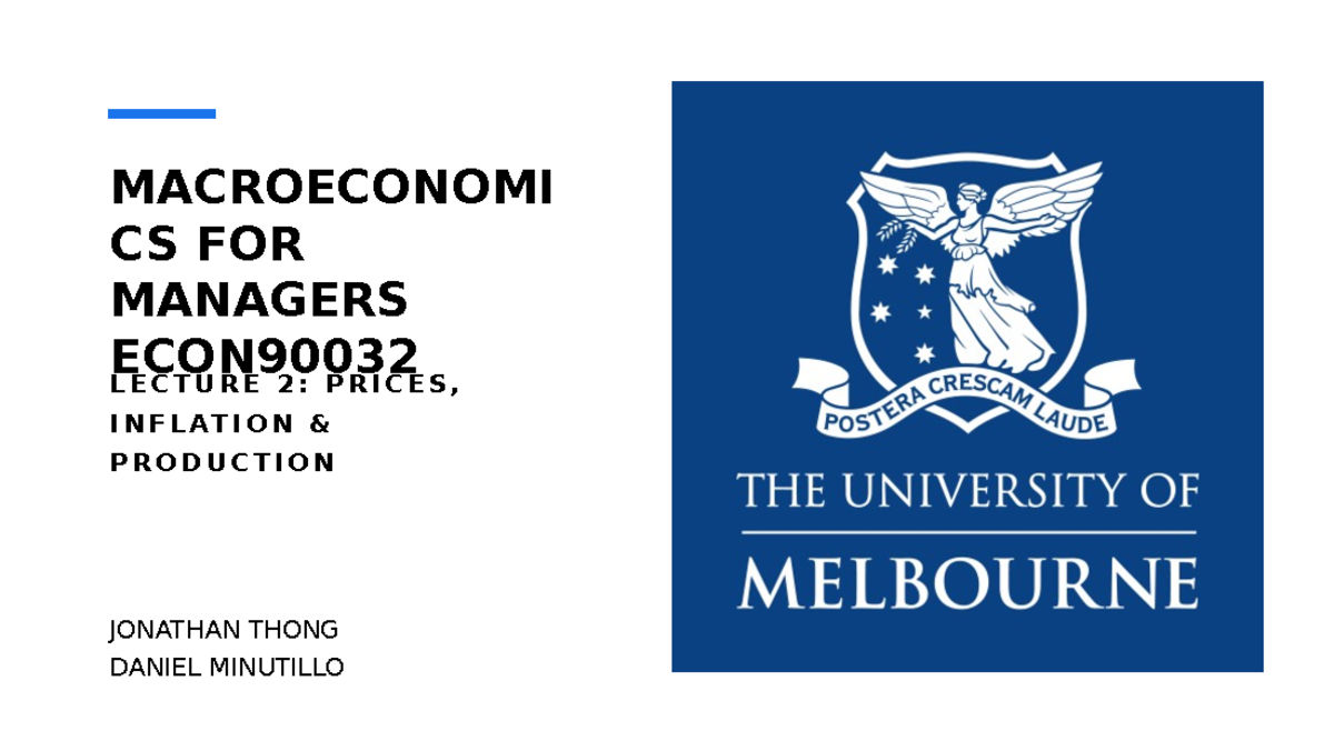 Econ L2 - lec - MACROECONOMI CS FOR MANAGERS ECON L E C T U R E 2 : P R ...