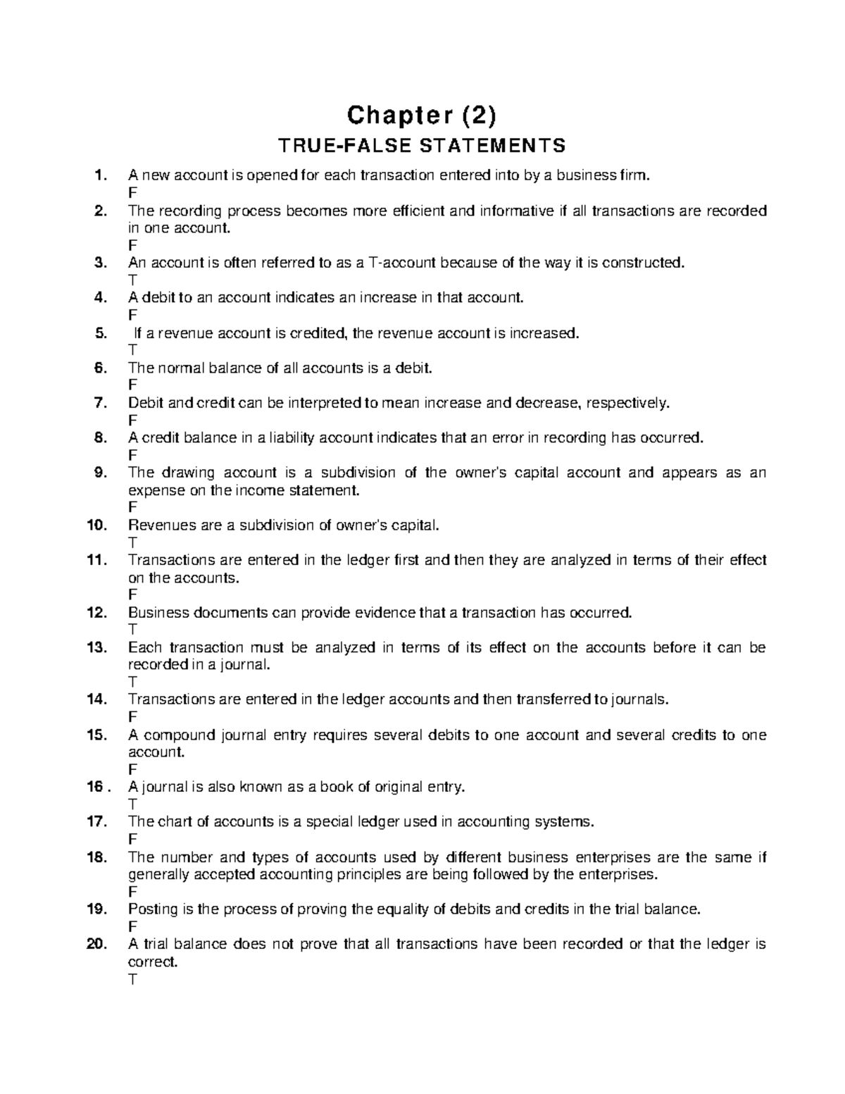 Chapter 2 - Accounting Statements & Exercises (Solved) - Studocu