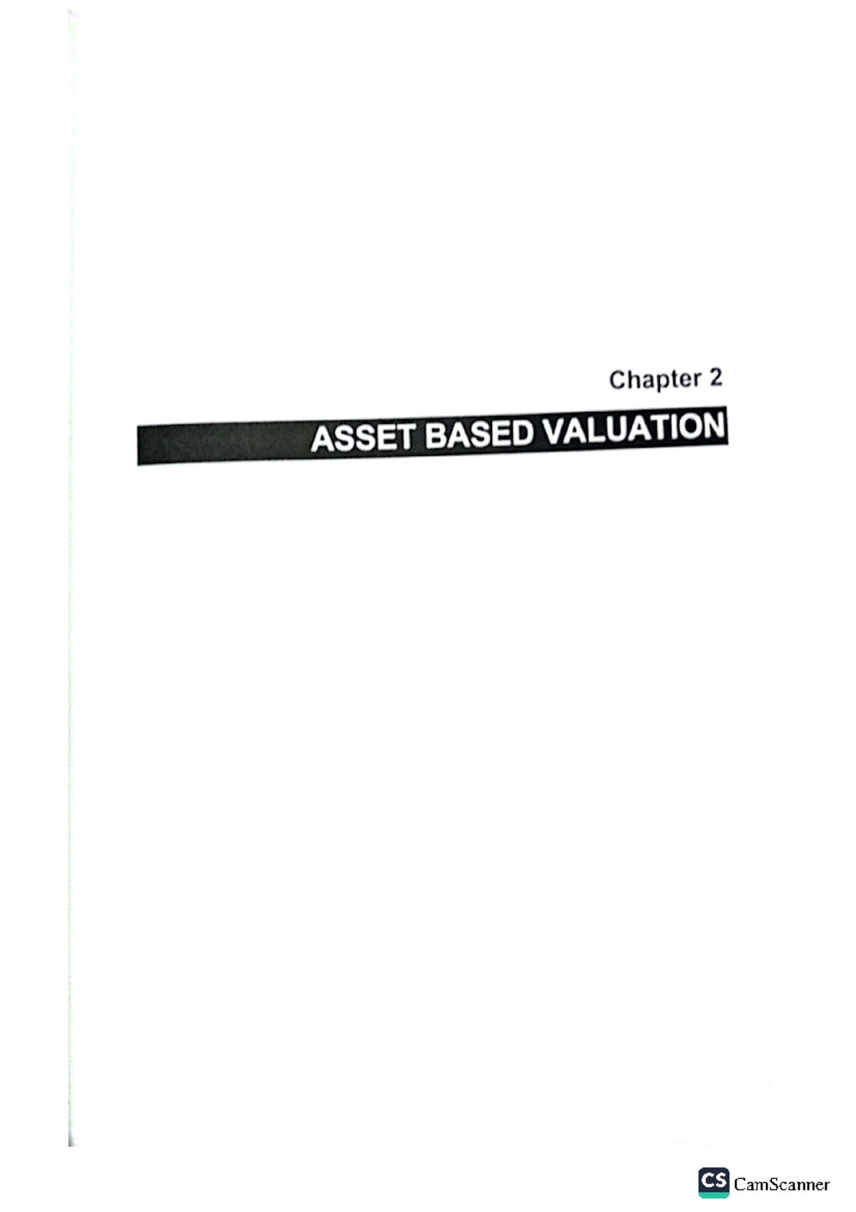Chapter 2 Notes on Asset-Based Valuation CS: Concepts & Methodologies ...