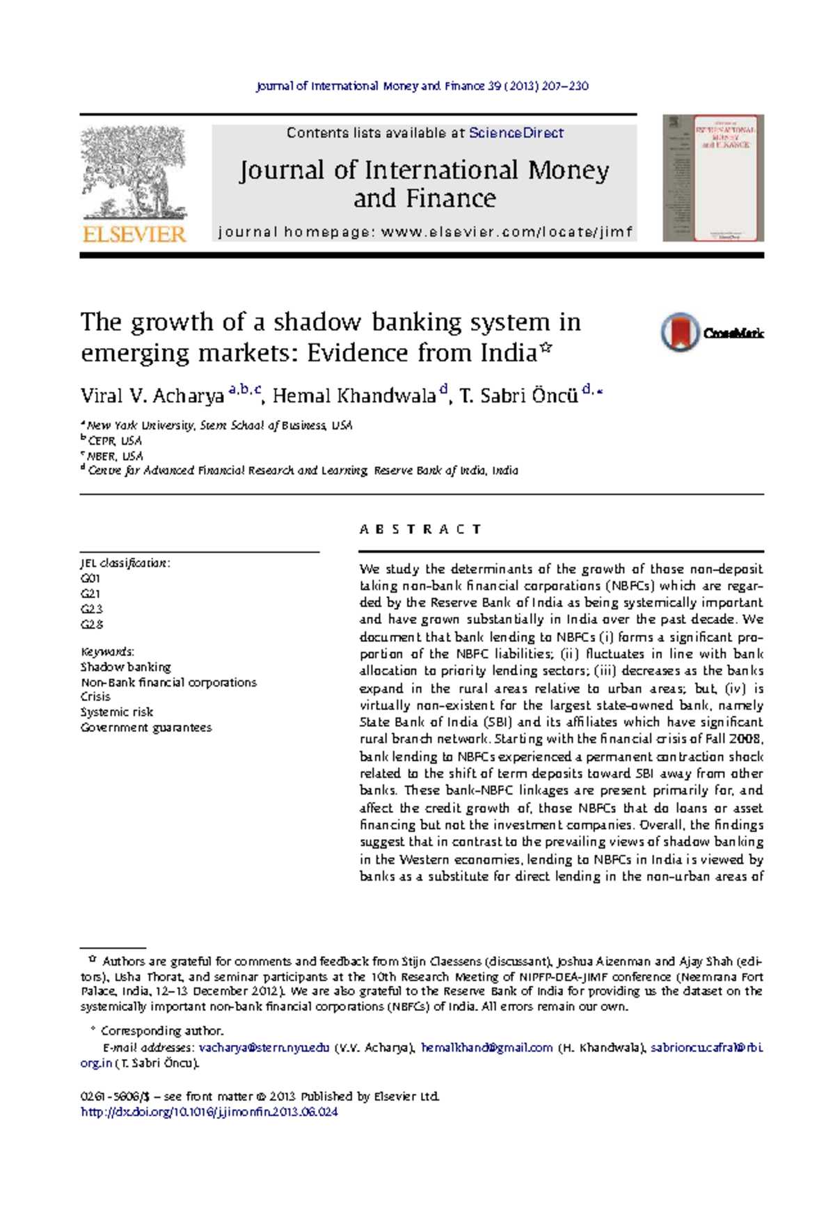 The Growth of Shadow Banking in India: Insights from NBFCs (FIN 101 ...