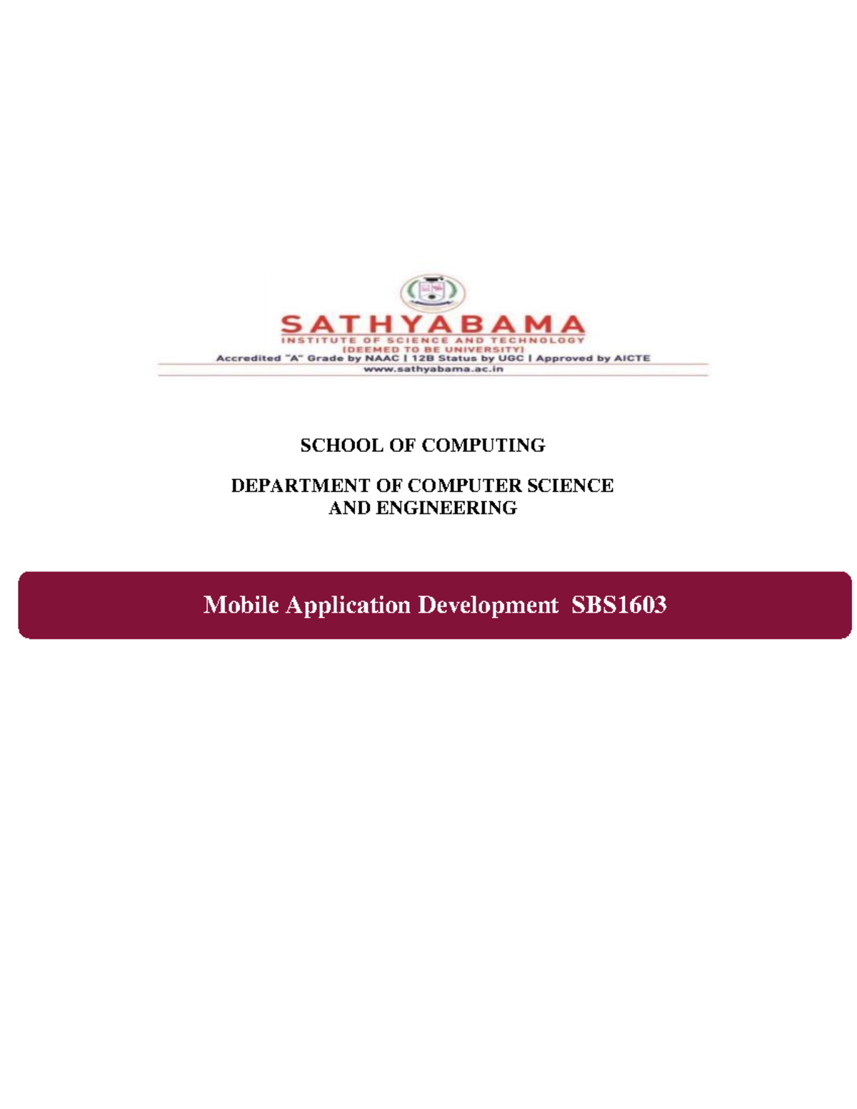 Mobile Application Development Notes - MAD Sathyabhama School of ...