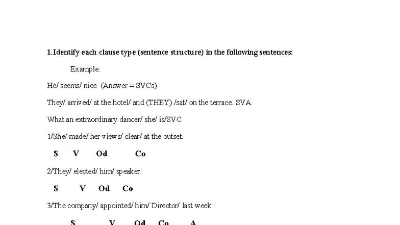 Assignment 6 - Identifying Clause Types and Sentence Structures - Studocu