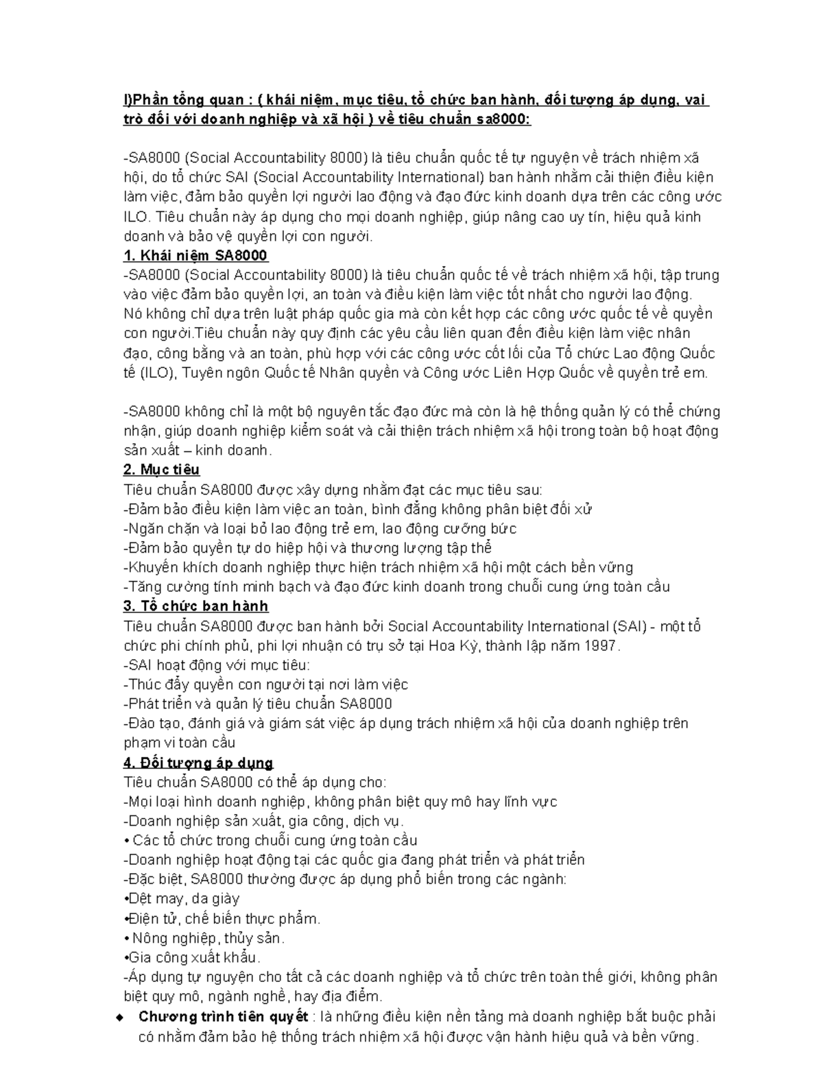 Tiêu chuẩn Trách nhiệm Xã hội (SAI) và Lợi ích Doanh nghiệp - Studocu