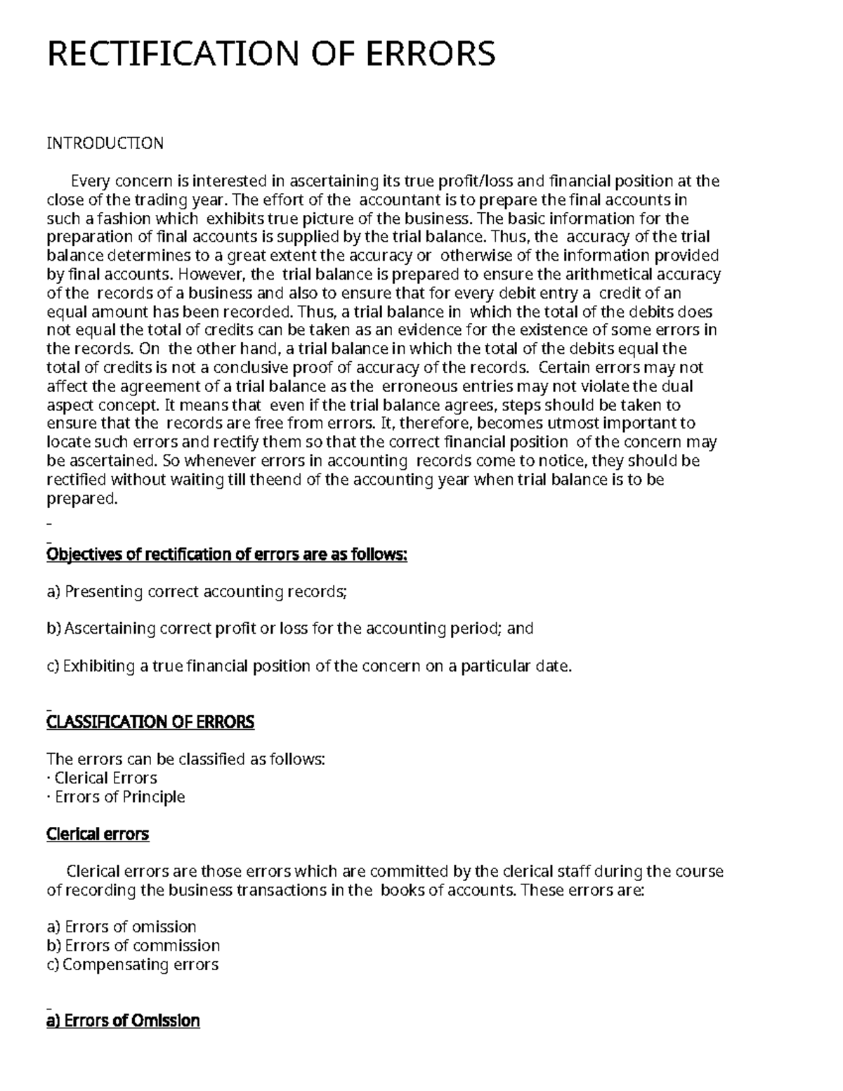 Rectification of Errors in Accounting: A Comprehensive Guide - Studocu