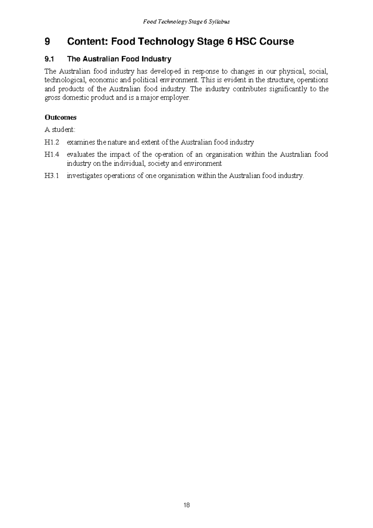 Food Technology Stage 6 Syllabus Overview and Key Concepts - Studocu