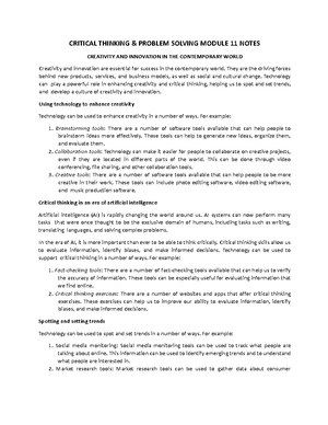 Critical Thinking Module 4 notes-1 - Critical Thinking Module 4 notes ...