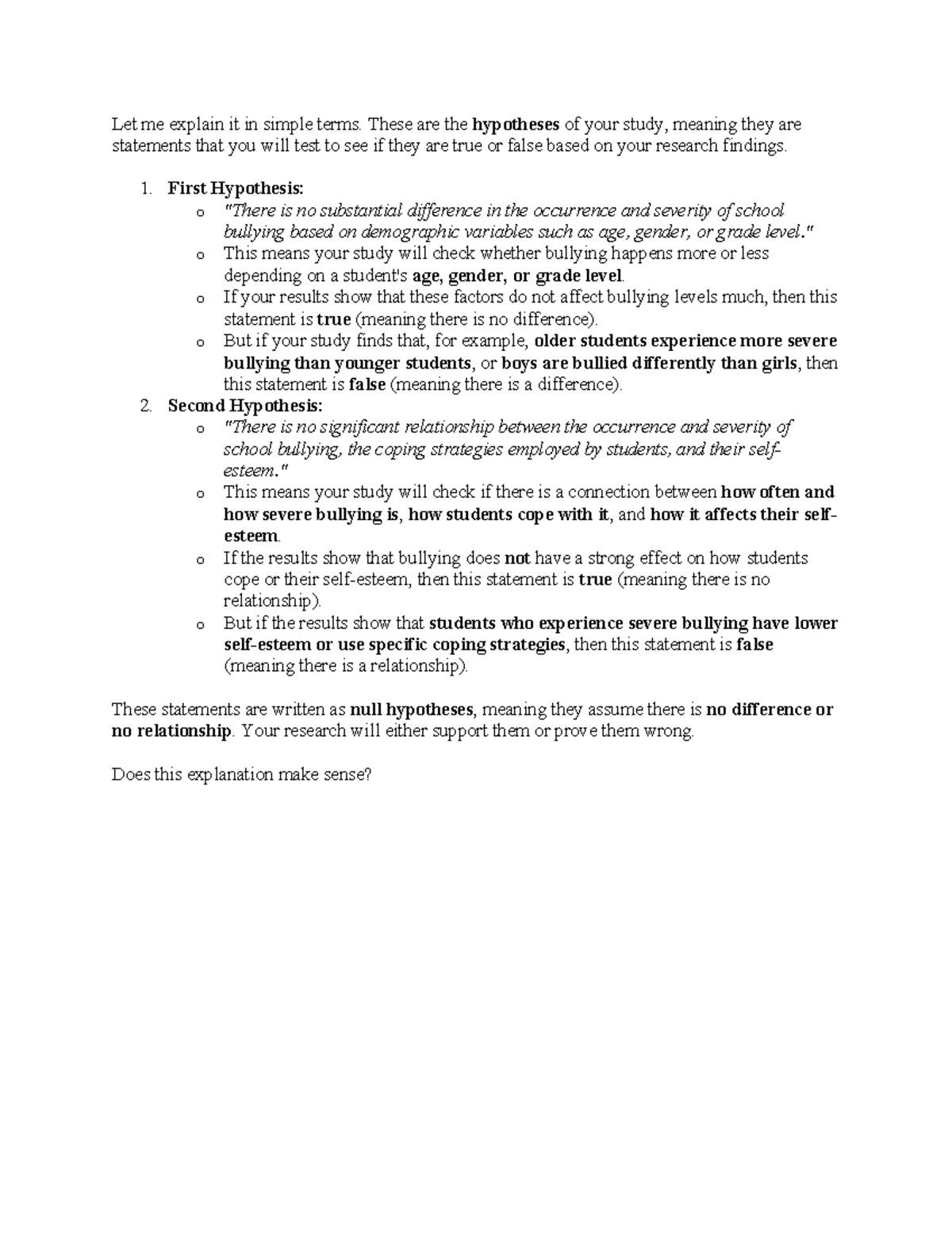 Hypotheses and Research Design on School Bullying and Coping Strategies ...
